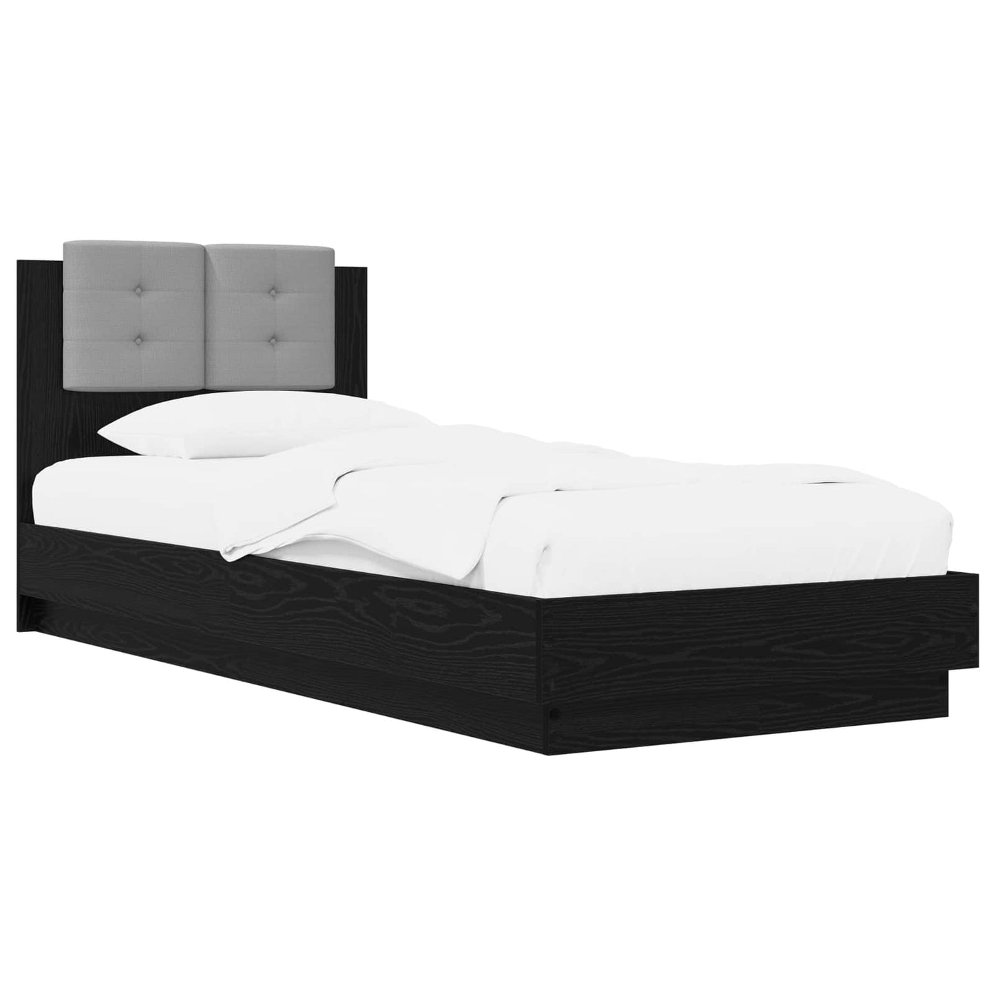 Bedframe met Hoofdeinde Zwart eiken 80 x 200 cm Bewerkt hout is nu te koop bij PeponiXL, paradijselijk wonen!