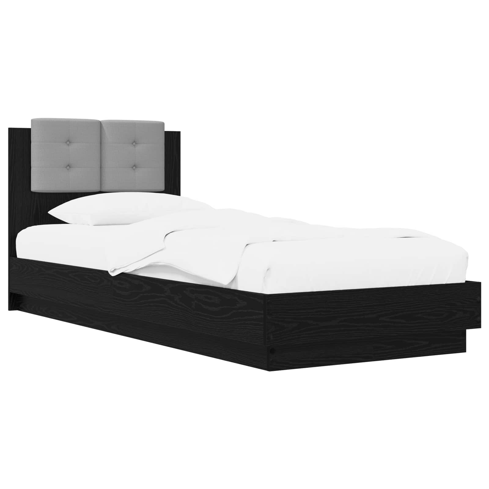 Bedframe met Hoofdeinde Zwart eiken 80 x 200 cm Bewerkt hout is nu te koop bij PeponiXL, paradijselijk wonen!