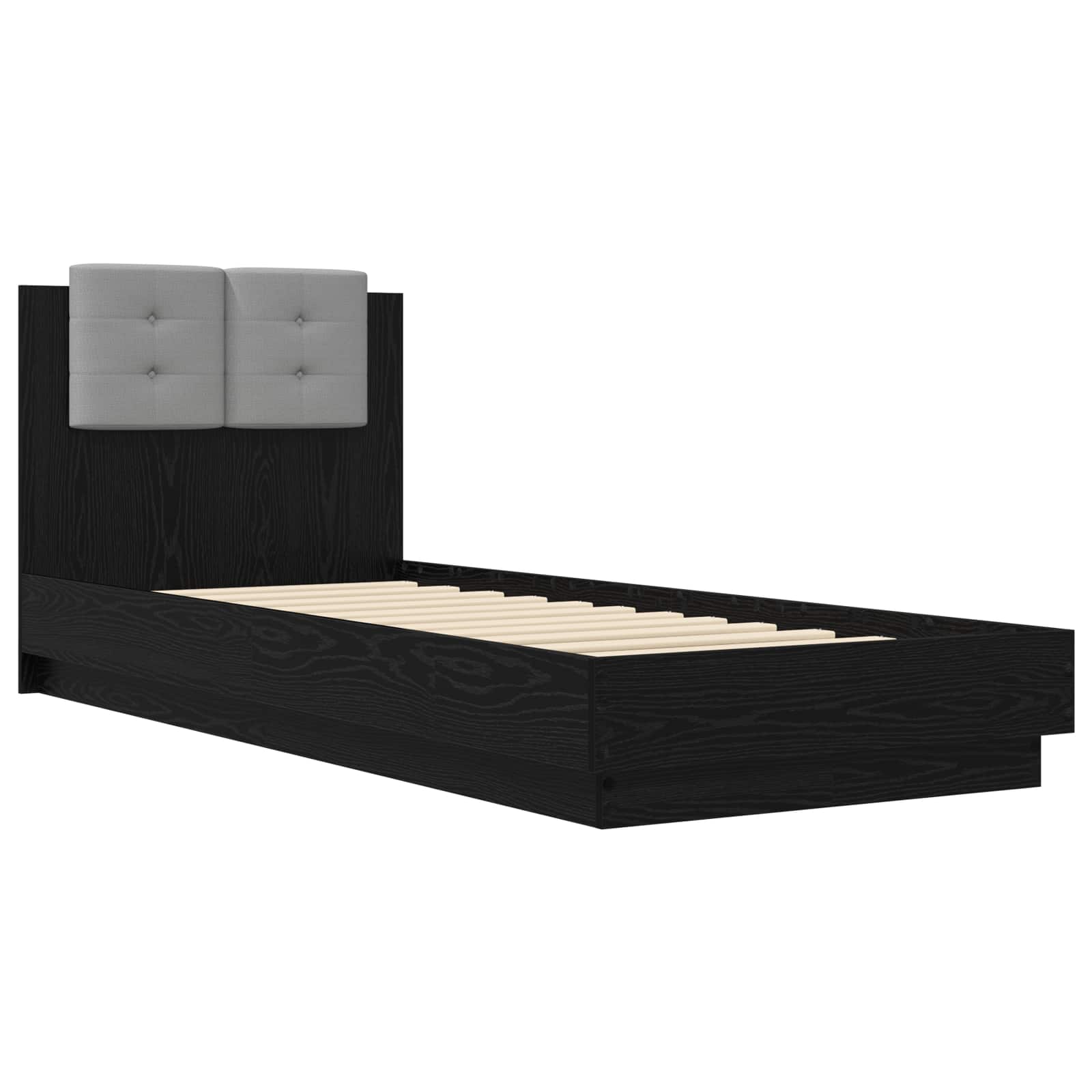 Bedframe met Hoofdeinde Zwart eiken 80 x 200 cm Bewerkt hout is nu te koop bij PeponiXL, paradijselijk wonen!