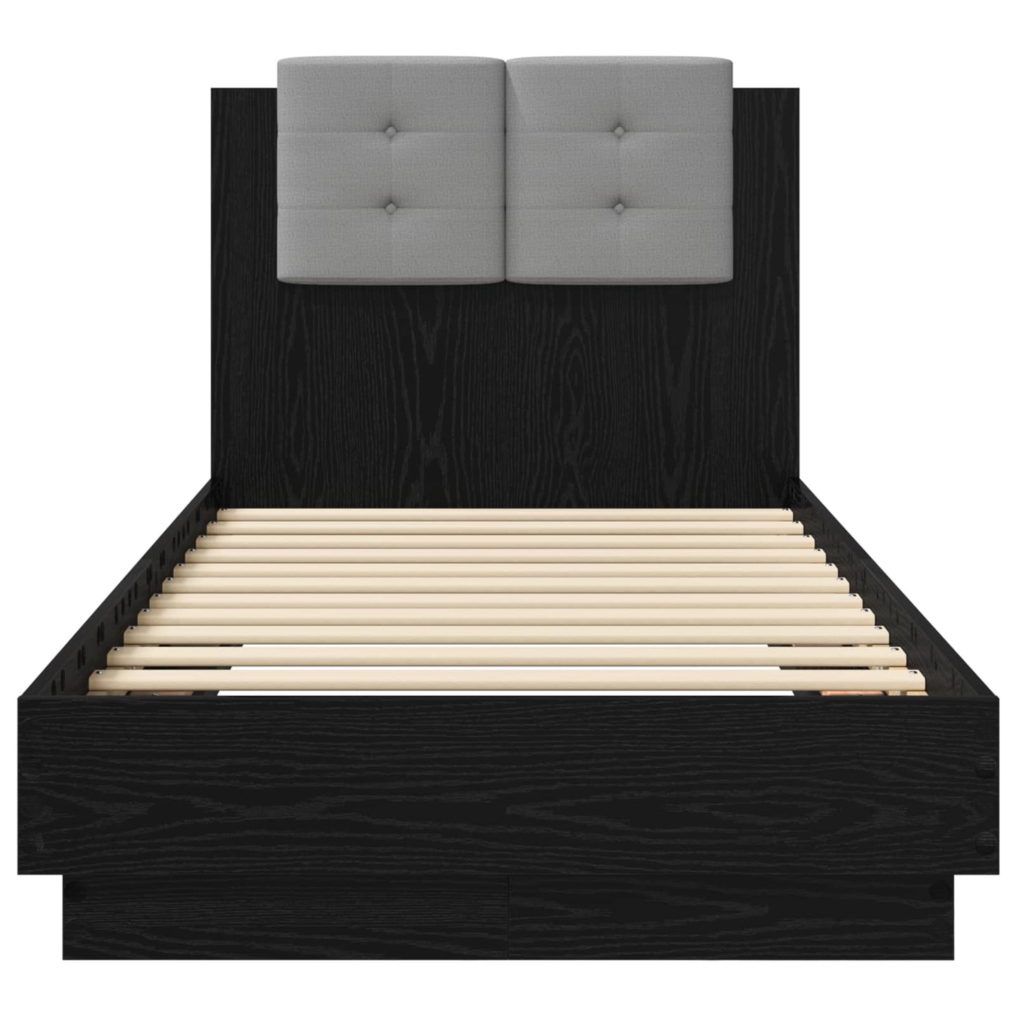 Bedframe met Hoofdeinde Zwart eiken 80 x 200 cm Bewerkt hout is nu te koop bij PeponiXL, paradijselijk wonen!
