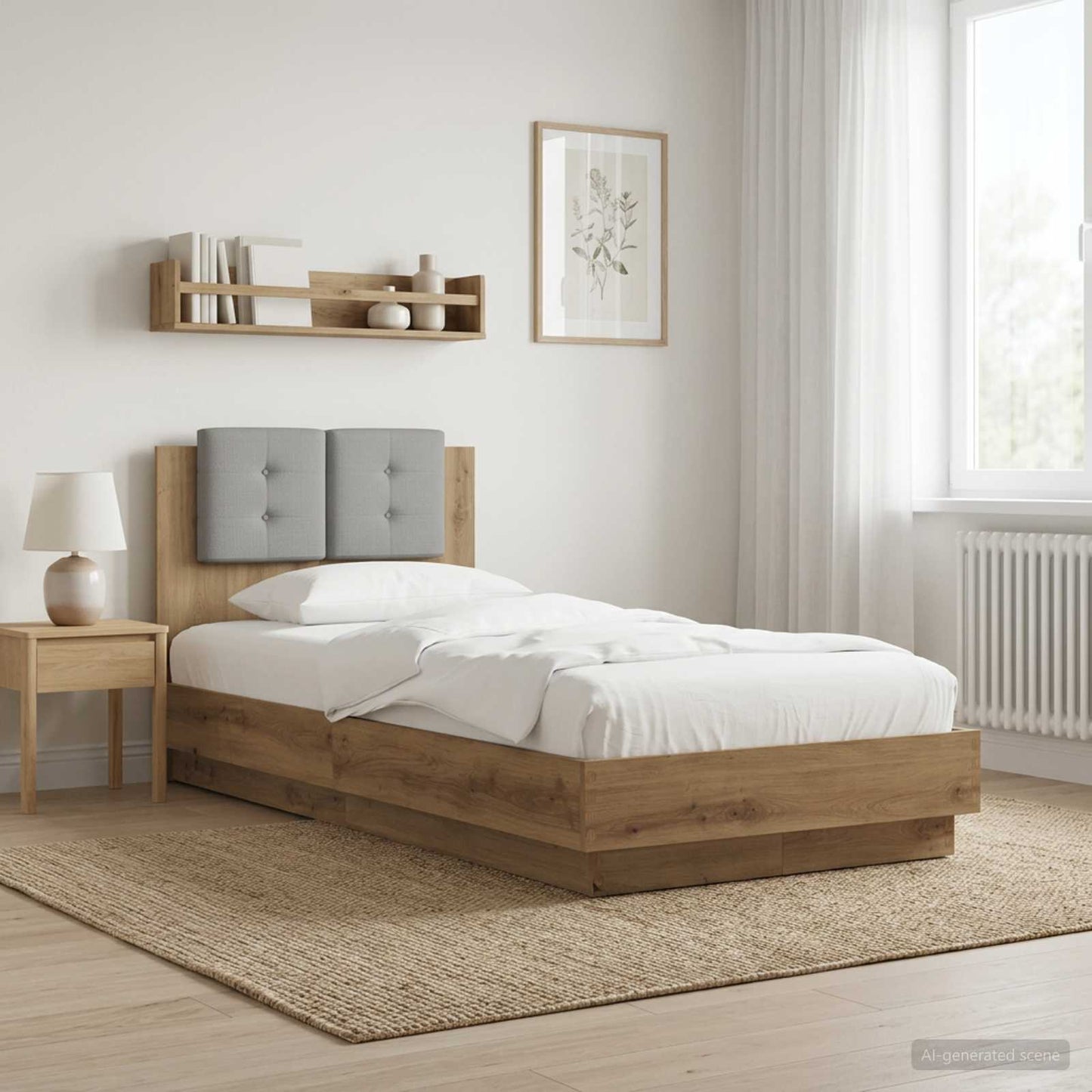 Bedframe met Hoofdeinde Artisanaal eiken 80 x 200 cm is nu te koop bij PeponiXL, paradijselijk wonen!