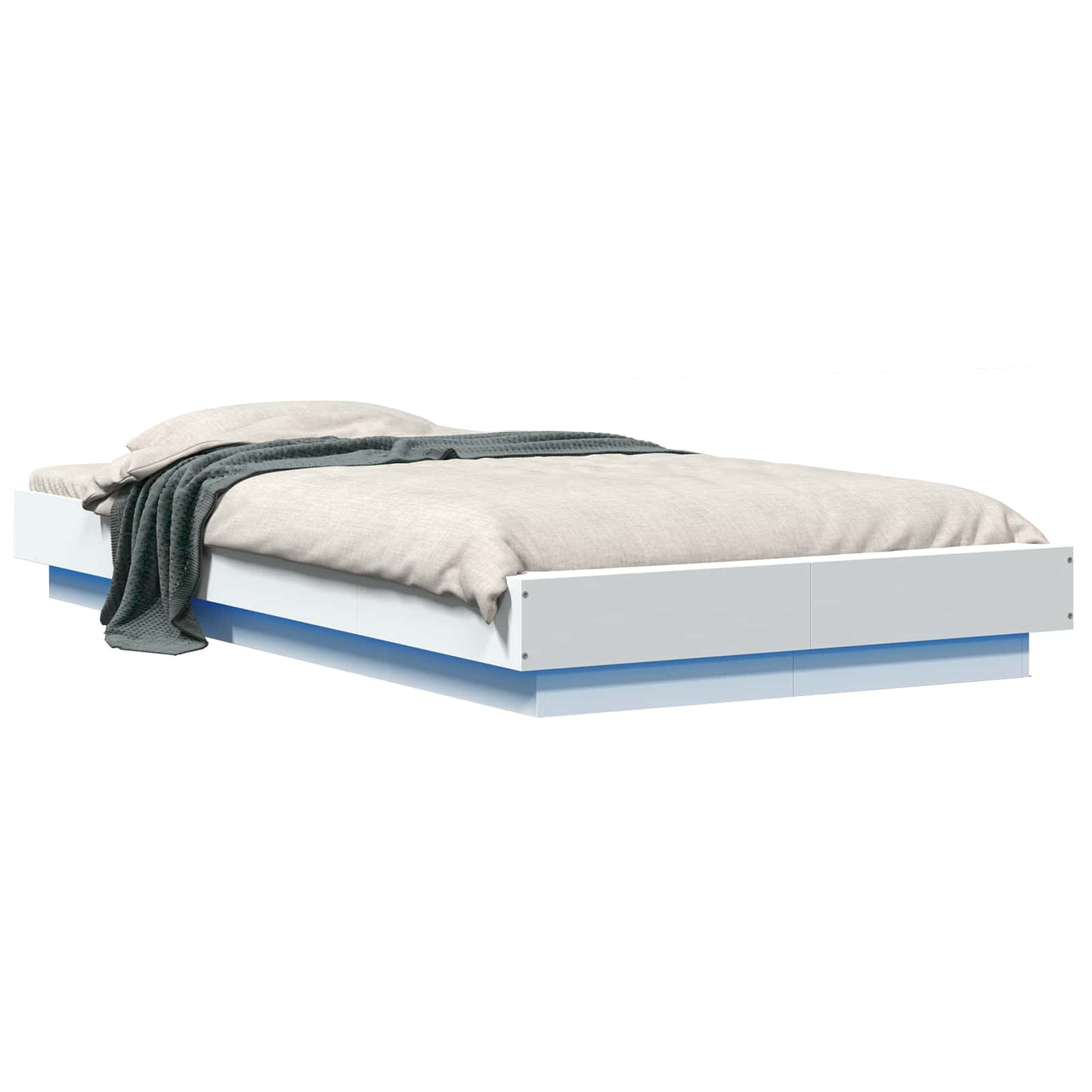 Bed Frame met LED Wit 80 x 200 cm Bewerkt hout is nu te koop bij PeponiXL, paradijselijk wonen!