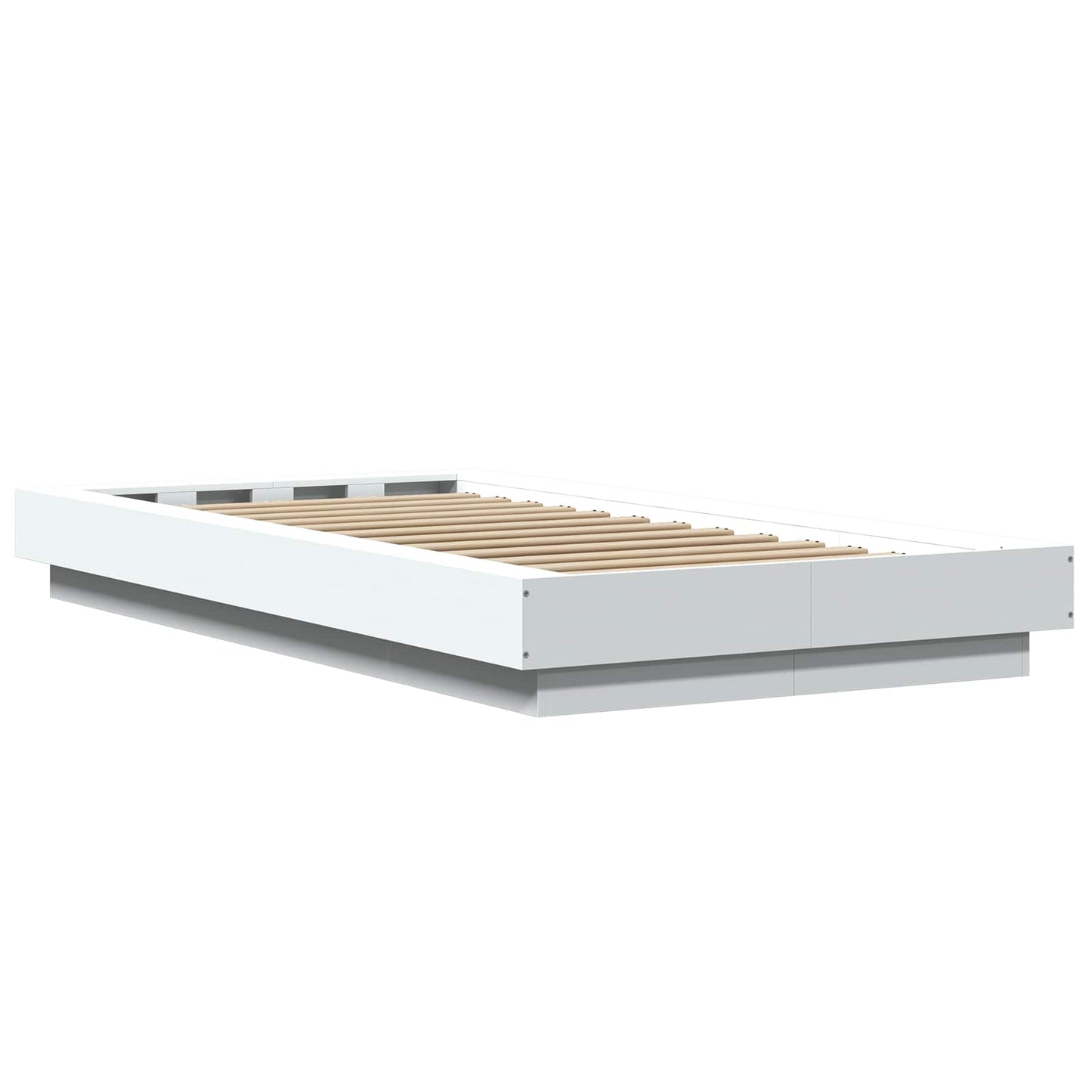 Bed Frame met LED Wit 80 x 200 cm Bewerkt hout is nu te koop bij PeponiXL, paradijselijk wonen!