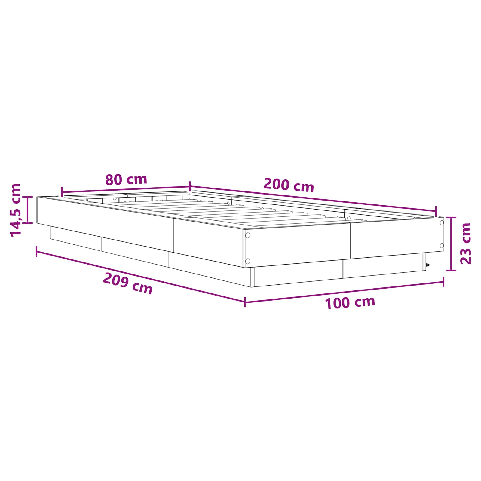 Bed Frame met LED Wit 80 x 200 cm Bewerkt hout is nu te koop bij PeponiXL, paradijselijk wonen!