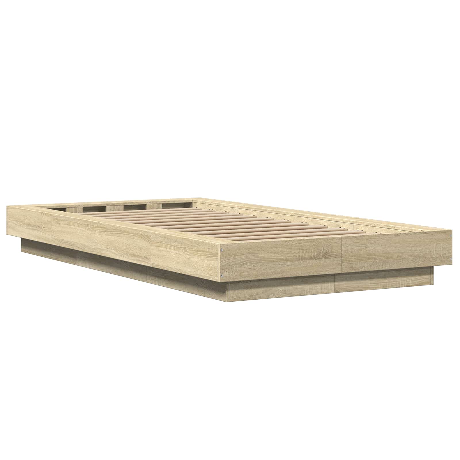 Bed Frame met LED Sonoma Eiken 80 x 200 cm Bewerkt hout is nu te koop bij PeponiXL, paradijselijk wonen!