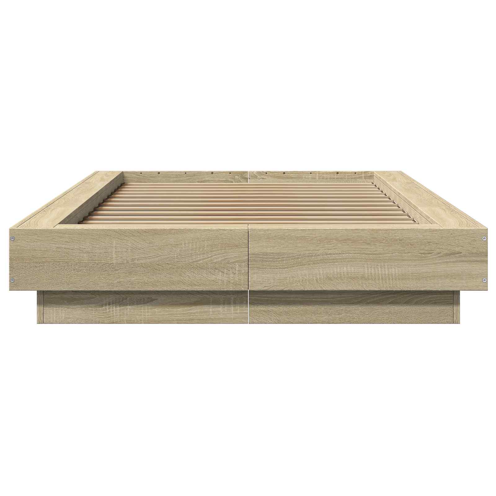 Bed Frame met LED Sonoma Eiken 80 x 200 cm Bewerkt hout is nu te koop bij PeponiXL, paradijselijk wonen!