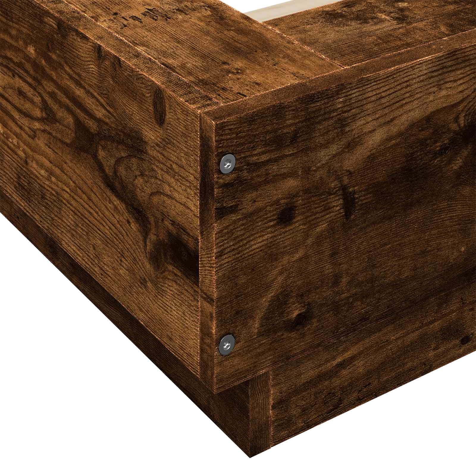 Bed Frame met LED Gerookt eiken 80 x 200 cm Bewerkt hout is nu te koop bij PeponiXL, paradijselijk wonen!