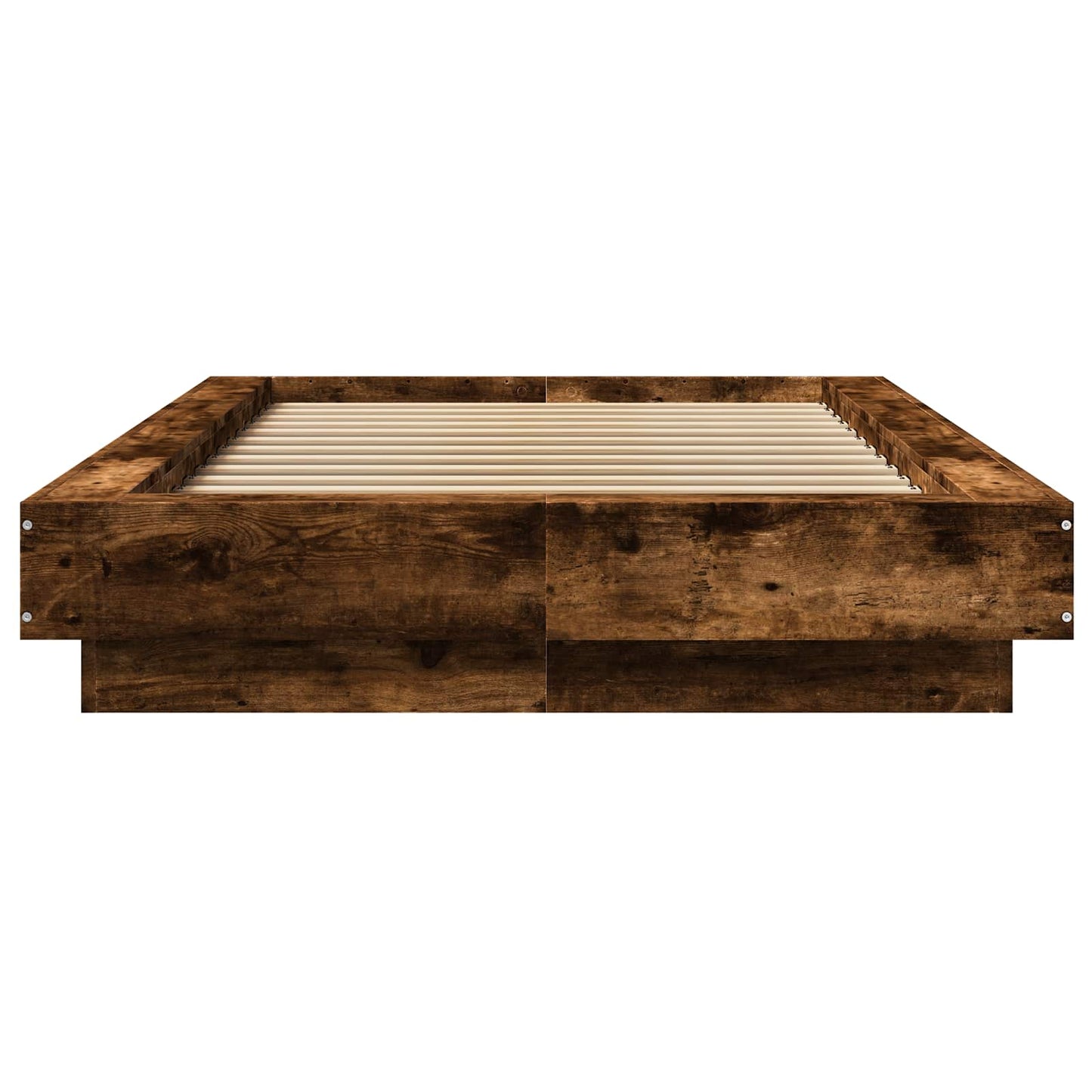 Bed Frame met LED Gerookt eiken 80 x 200 cm Bewerkt hout is nu te koop bij PeponiXL, paradijselijk wonen!