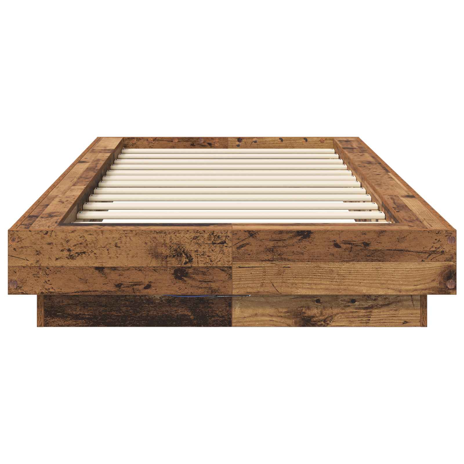 Bed Frame met LED Oud hout 80 x 200 cm Bewerkt hout is nu te koop bij PeponiXL, paradijselijk wonen!