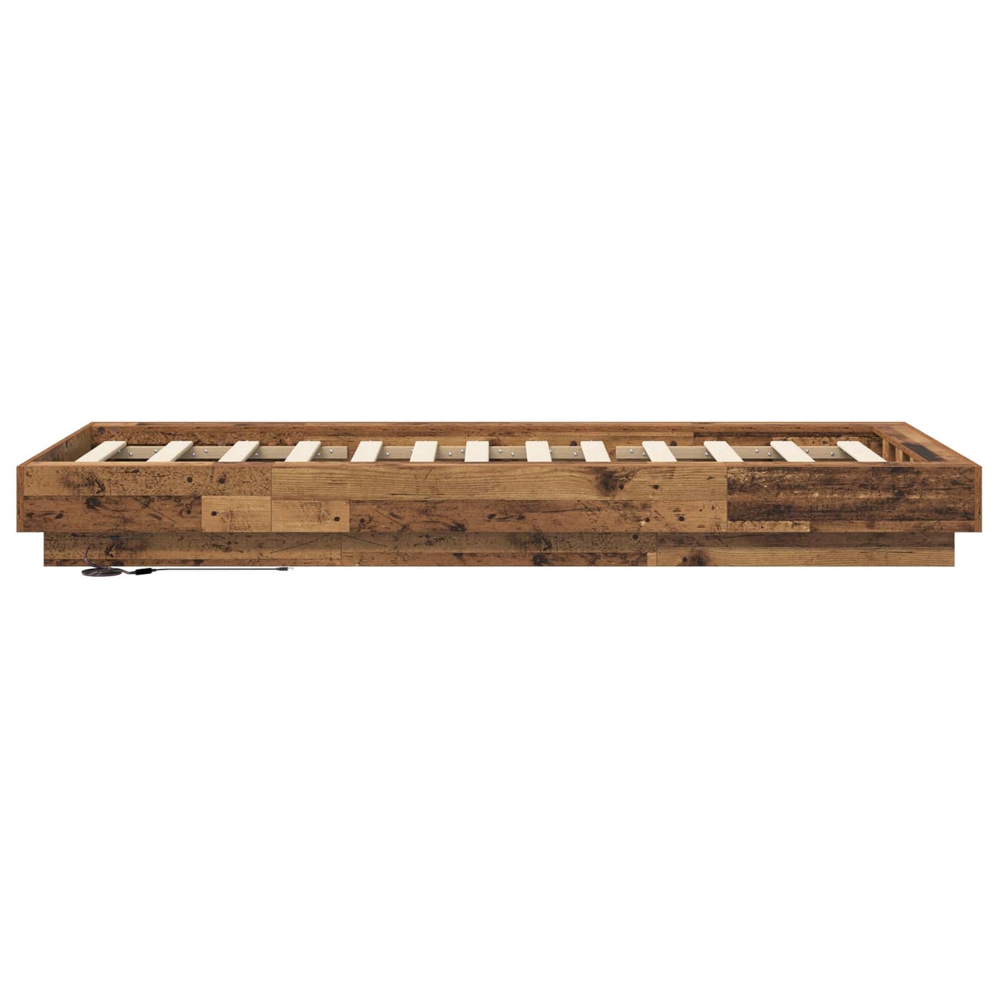 Bed Frame met LED Oud hout 80 x 200 cm Bewerkt hout is nu te koop bij PeponiXL, paradijselijk wonen!