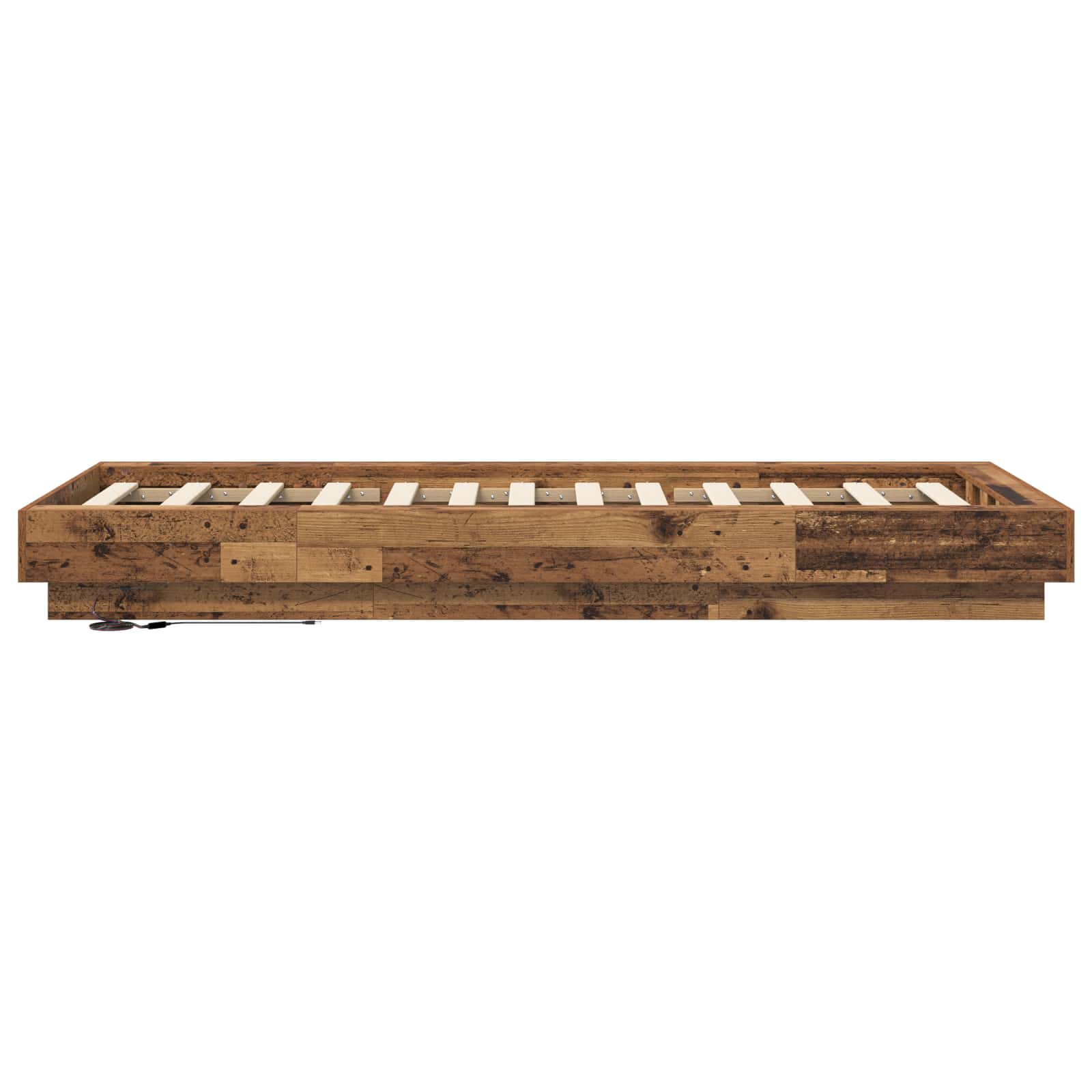 Bed Frame met LED Oud hout 80 x 200 cm Bewerkt hout is nu te koop bij PeponiXL, paradijselijk wonen!