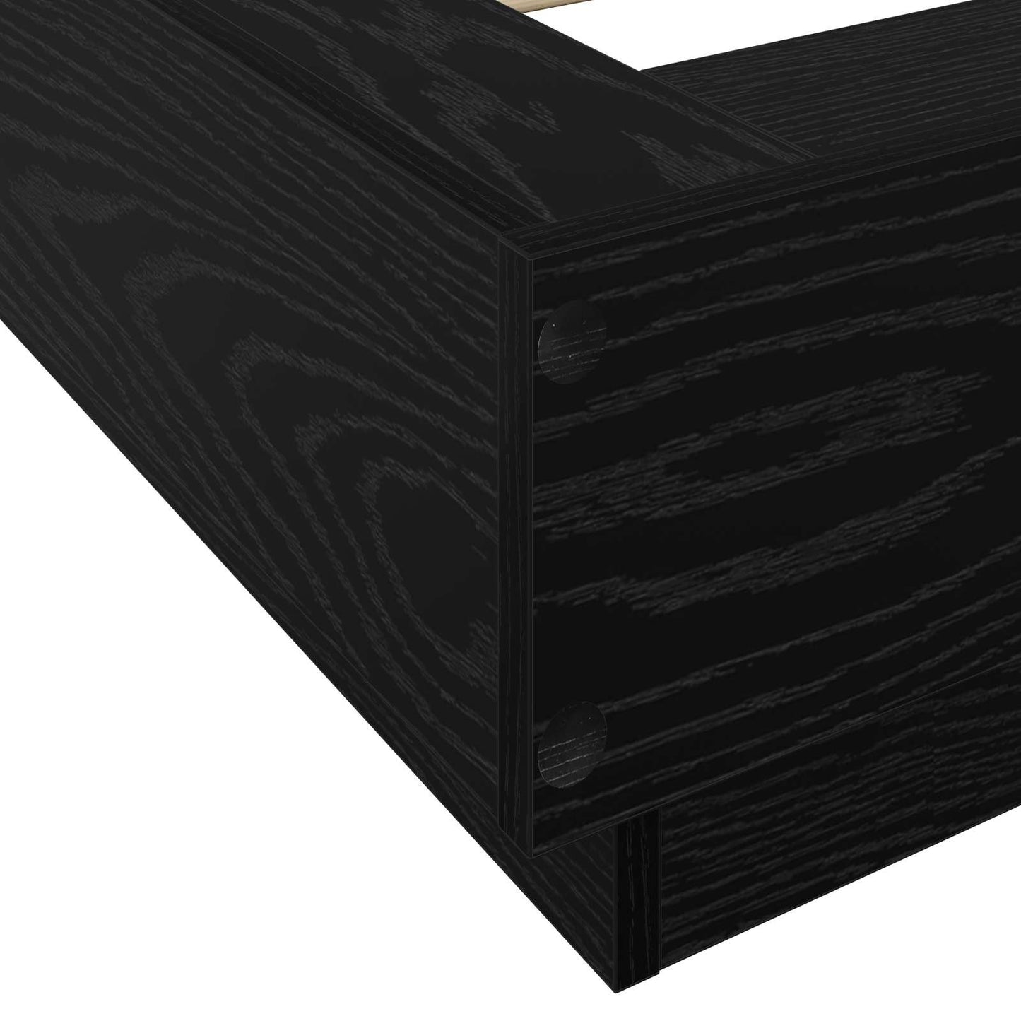 Bed Frame met LED Zwart eiken 80 x 200 cm Bewerkt hout is nu te koop bij PeponiXL, paradijselijk wonen!