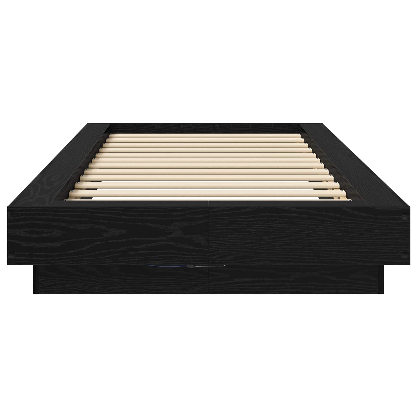 Bed Frame met LED Zwart eiken 80 x 200 cm Bewerkt hout is nu te koop bij PeponiXL, paradijselijk wonen!