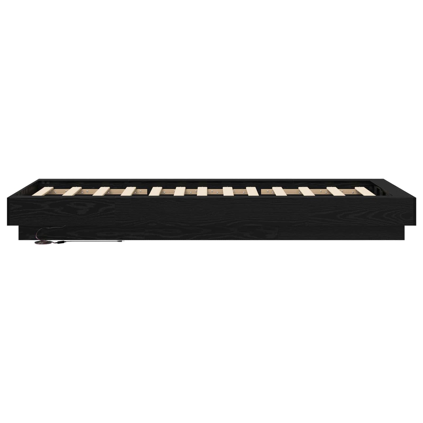 Bed Frame met LED Zwart eiken 80 x 200 cm Bewerkt hout is nu te koop bij PeponiXL, paradijselijk wonen!