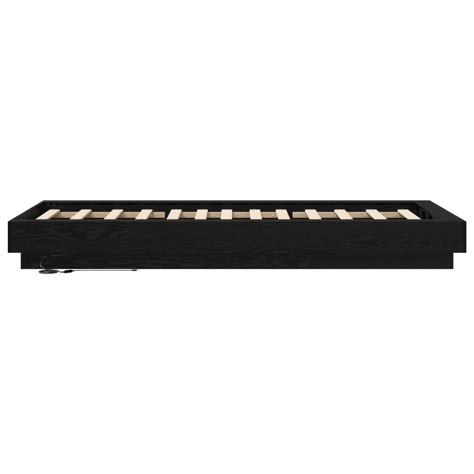 Bed Frame met LED Zwart eiken 80 x 200 cm Bewerkt hout is nu te koop bij PeponiXL, paradijselijk wonen!