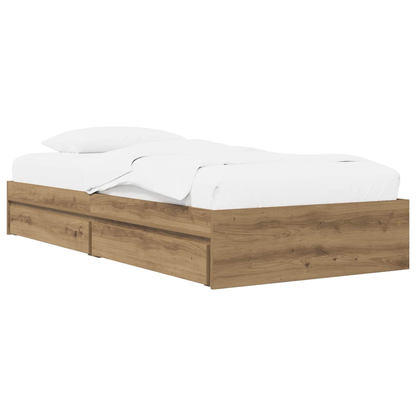 Bedframe met opslag Artisanaal eiken 80 x 200 cm Bewerkt hout
