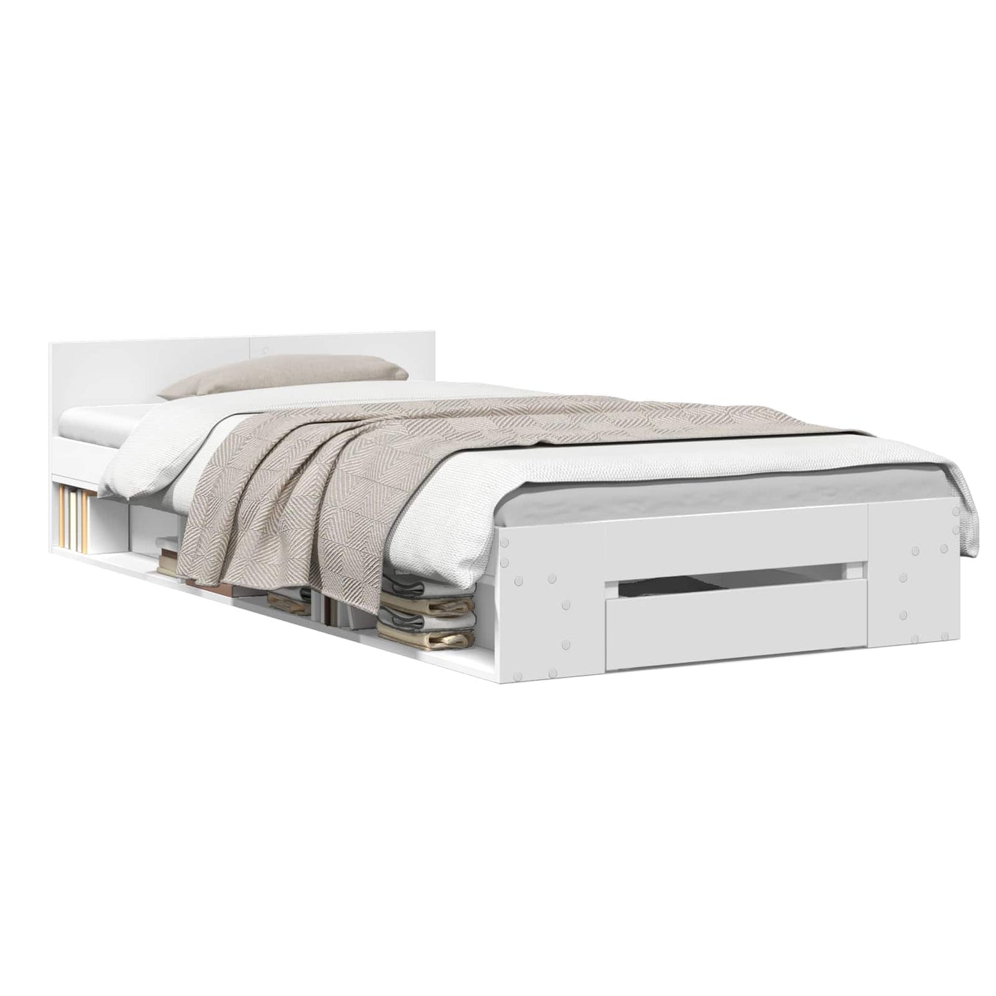 Bedframe met opslag met lade Wit 80 x 200 cm Bewerkt hout