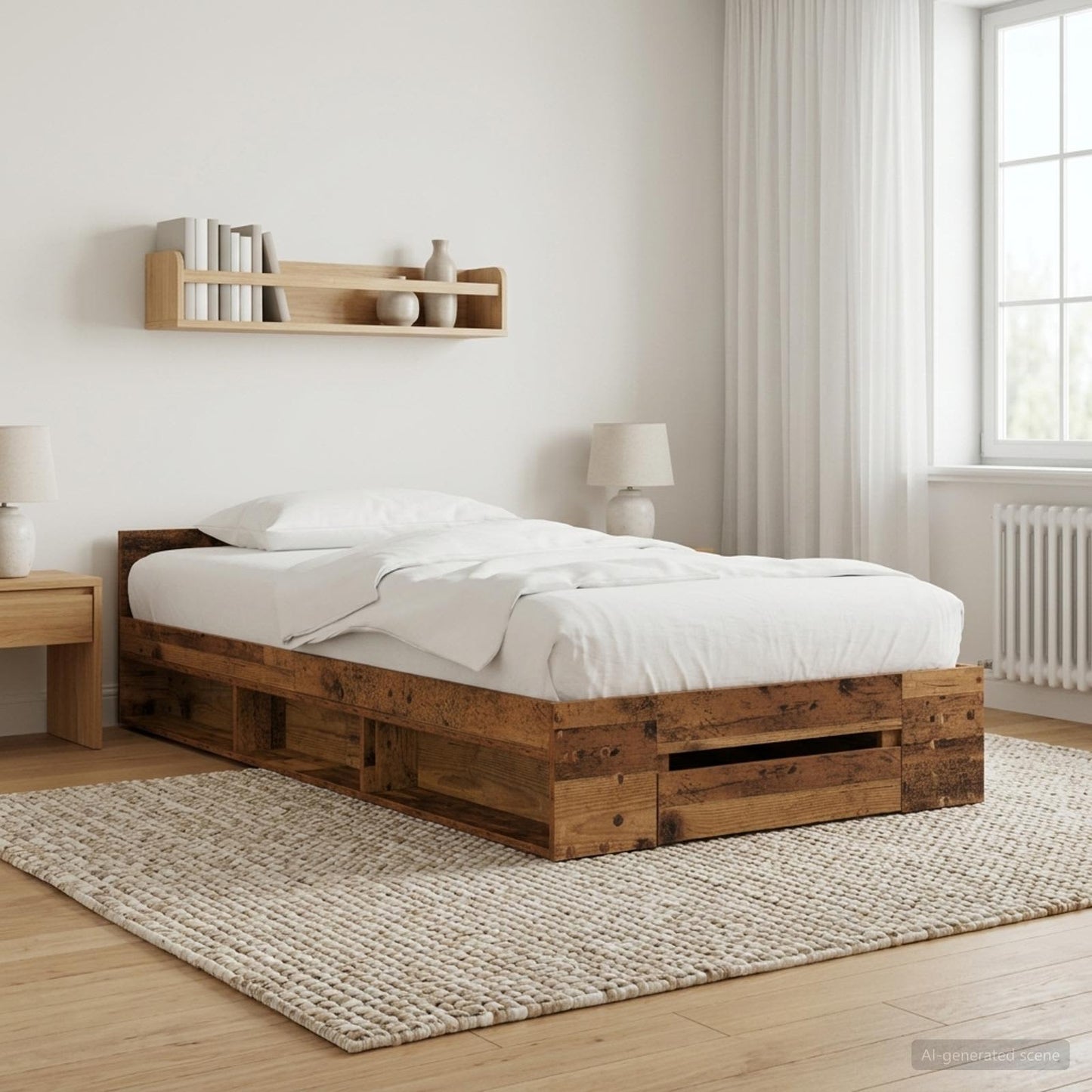 Bedframe met opslag met lade Oud hout 80 x 200 cm Bewerkt hout