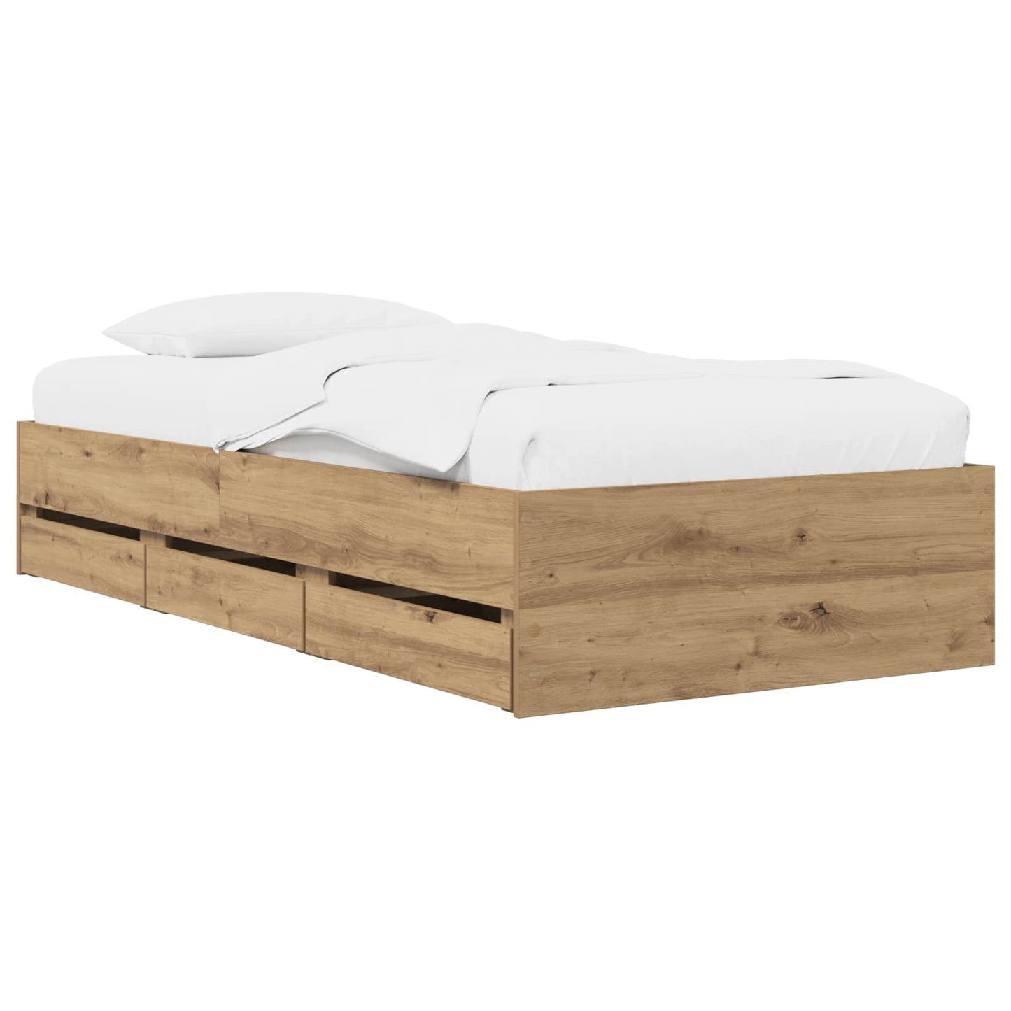 Bedframe met opslag Artisanaal eiken 80 x 200 cm Bewerkt hout