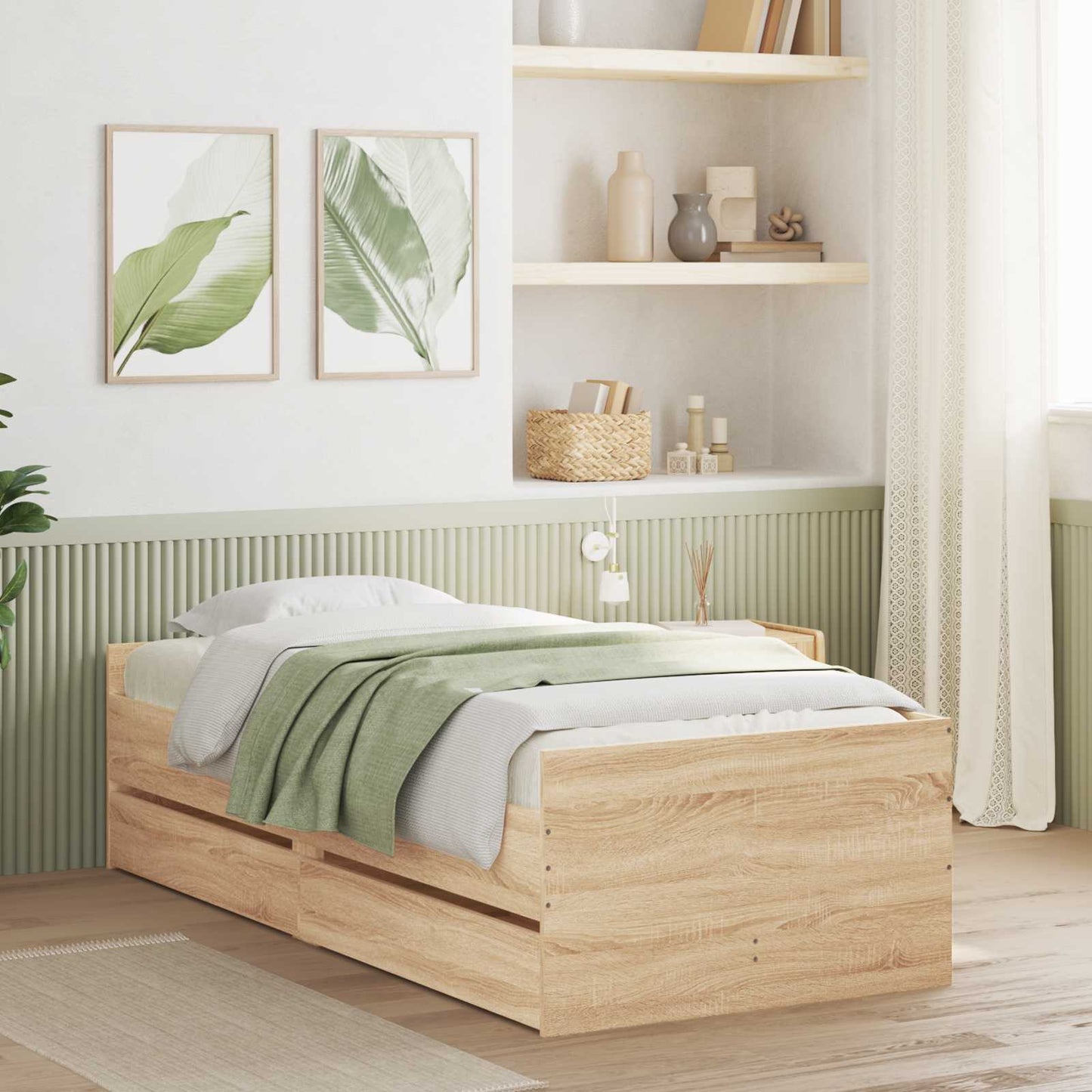 Bedframe met lade met opslag Sonoma Eiken Massief grenenhout
