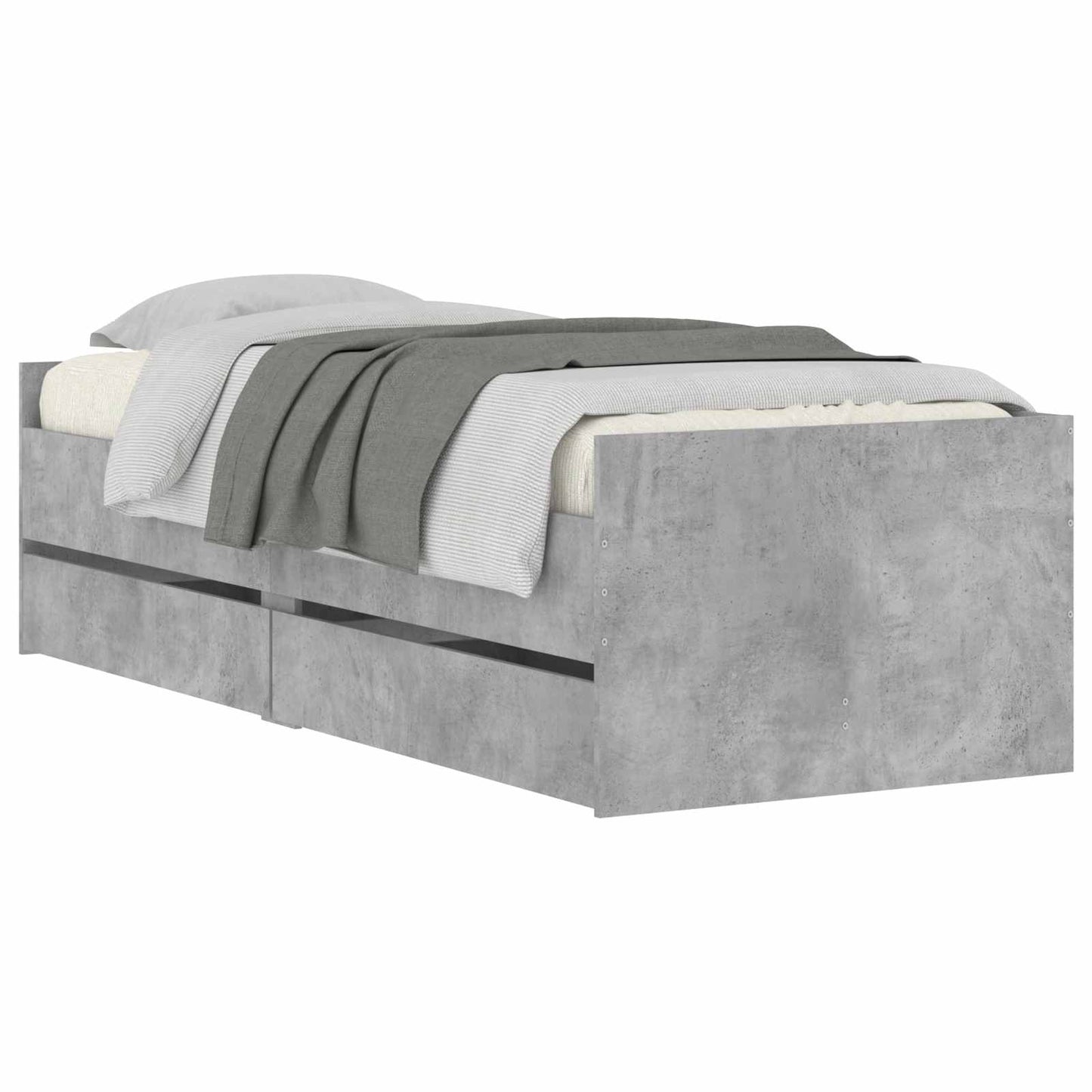Bedframe met lade met opslag Grijs Sonoma Massief grenenhout
