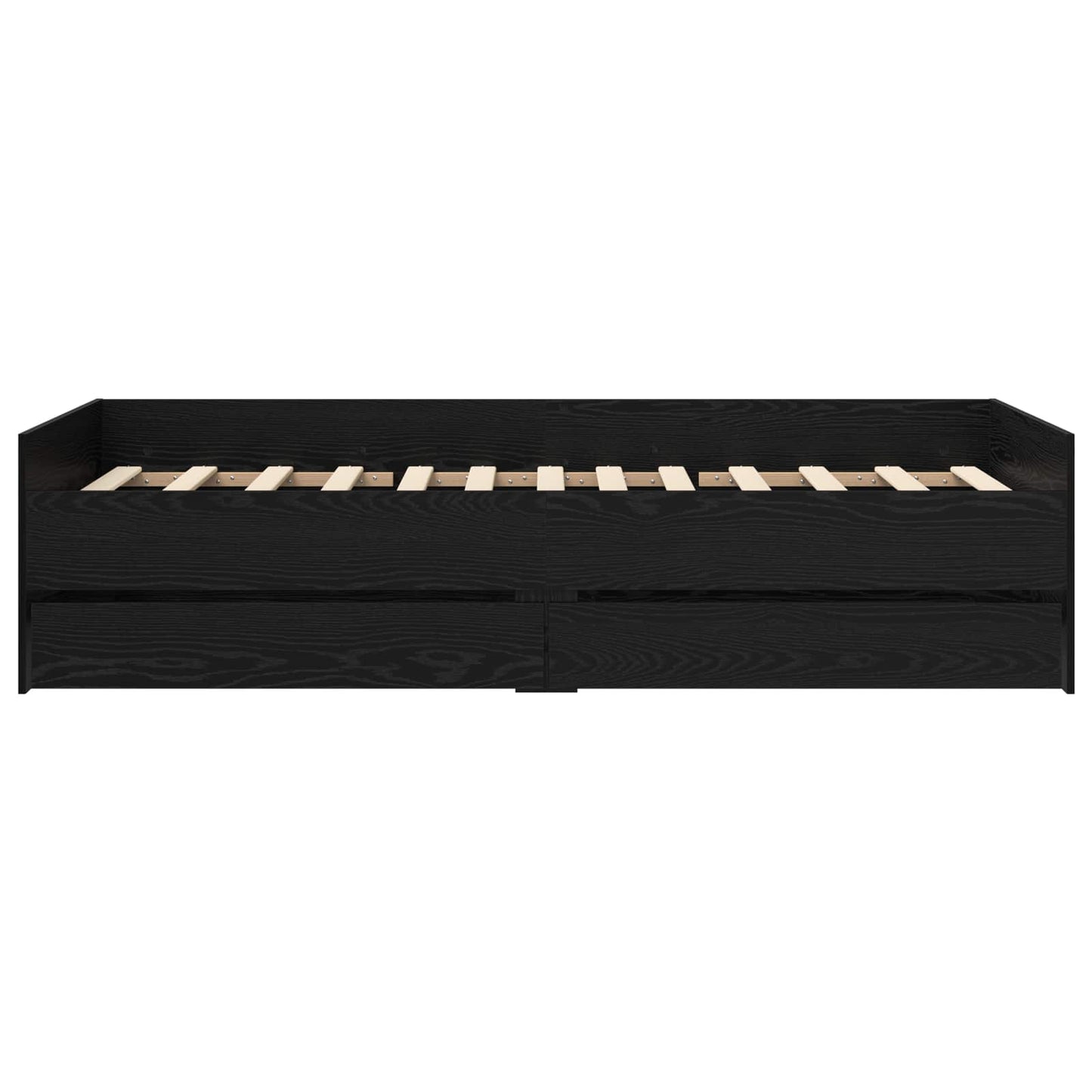 Bedframe met lade met opslag Zwart eiken Massief grenenhout