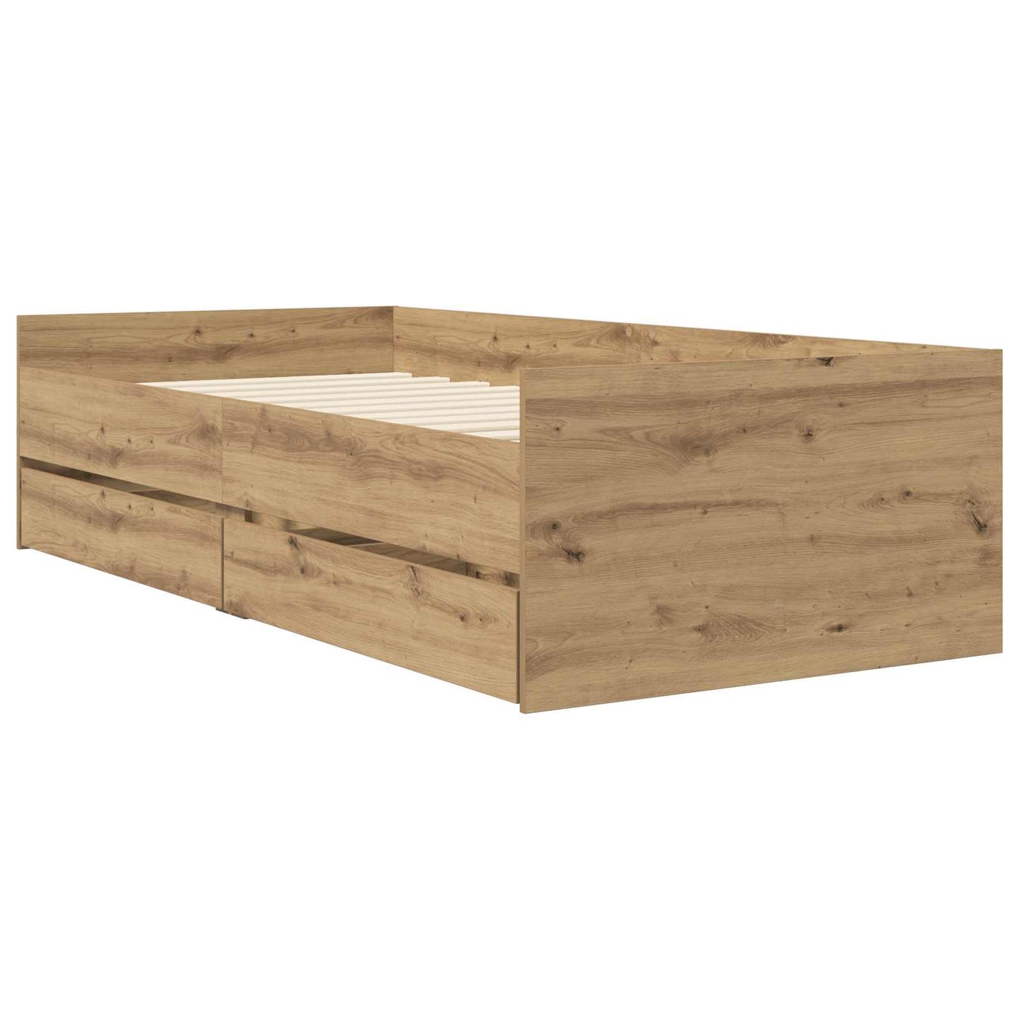 Bedframe met lade Artisanaal eiken Massief grenenhout