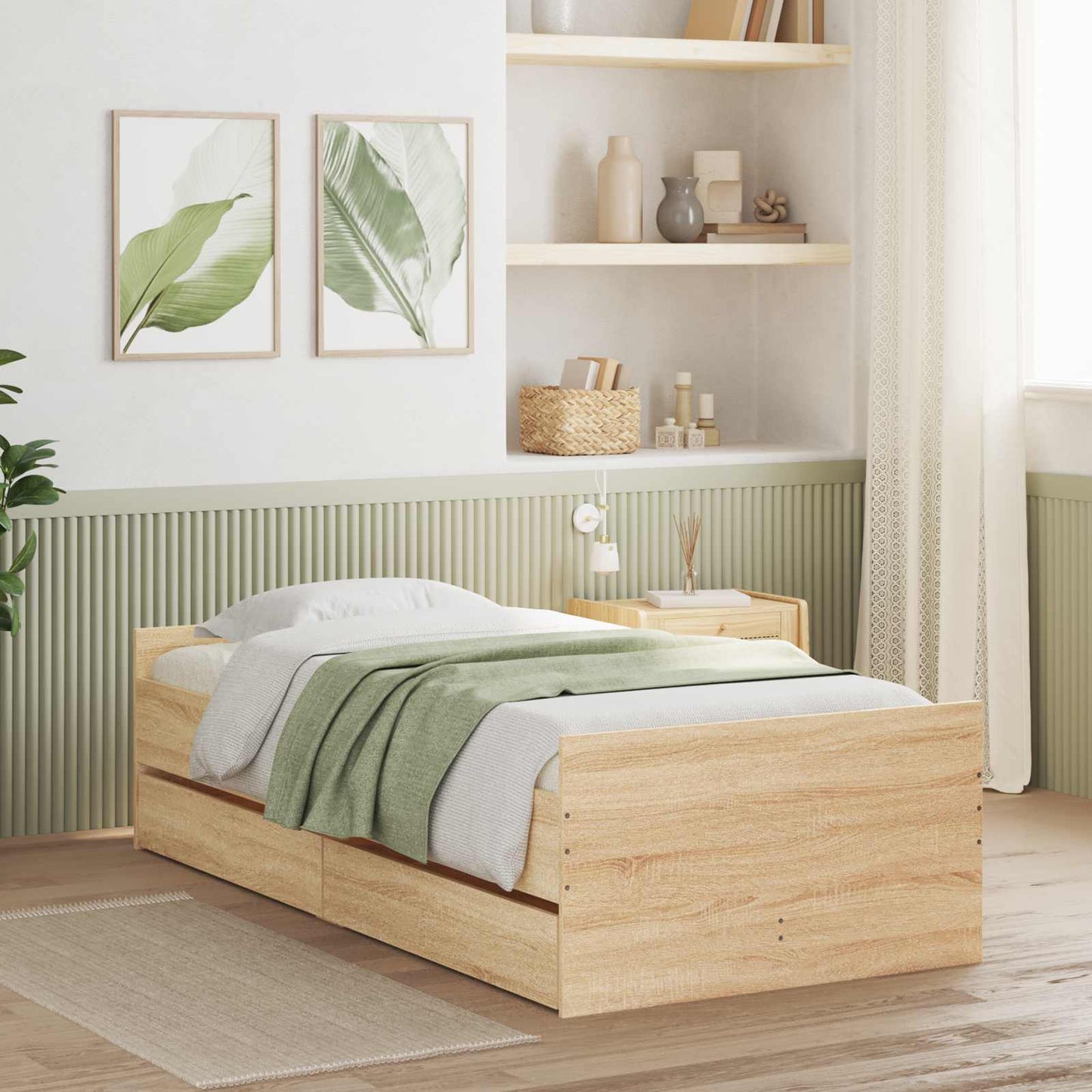 Bedframe Sonoma Eiken Bewerkt hout is nu te koop bij PeponiXL, paradijselijk wonen!
