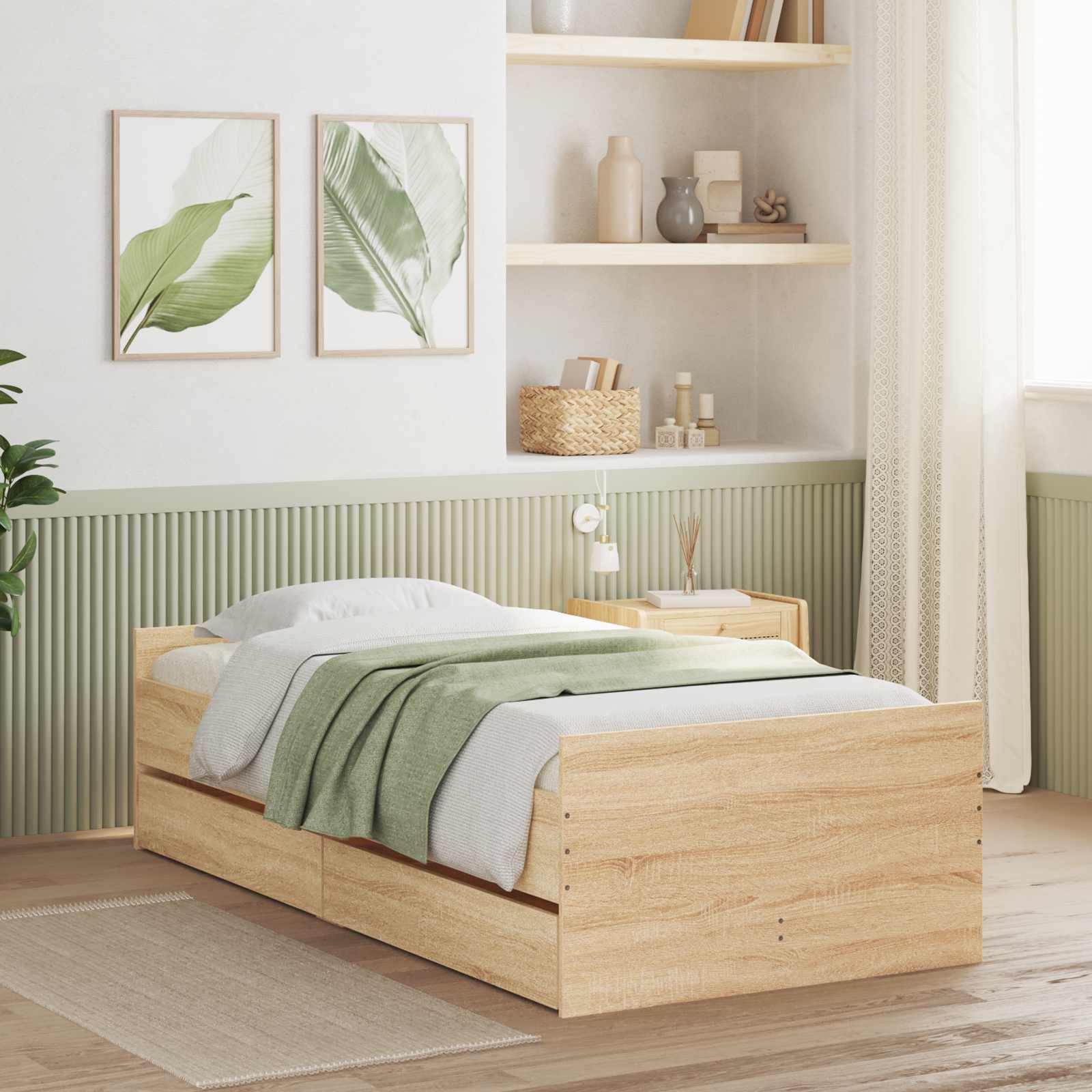 Bedframe Sonoma Eiken Bewerkt hout is nu te koop bij PeponiXL, paradijselijk wonen!