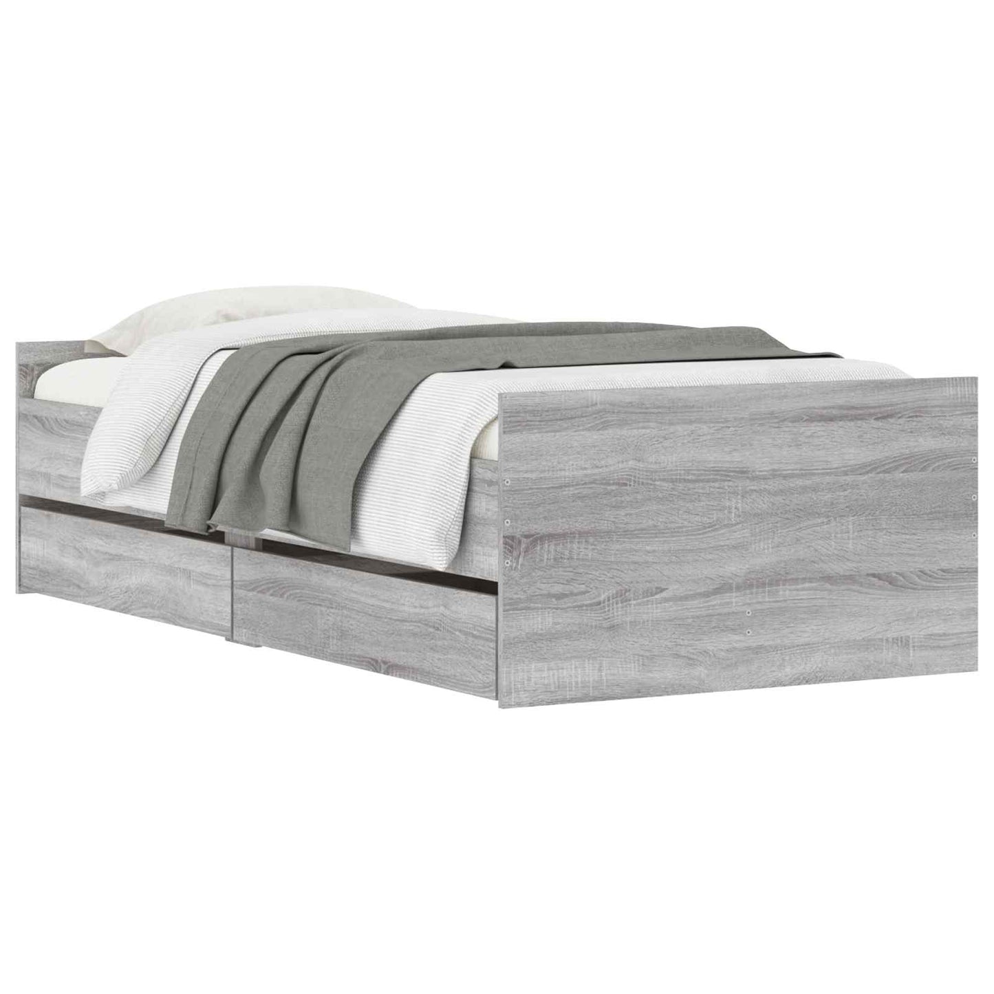 Bedframe Betongrijs Bewerkt hout