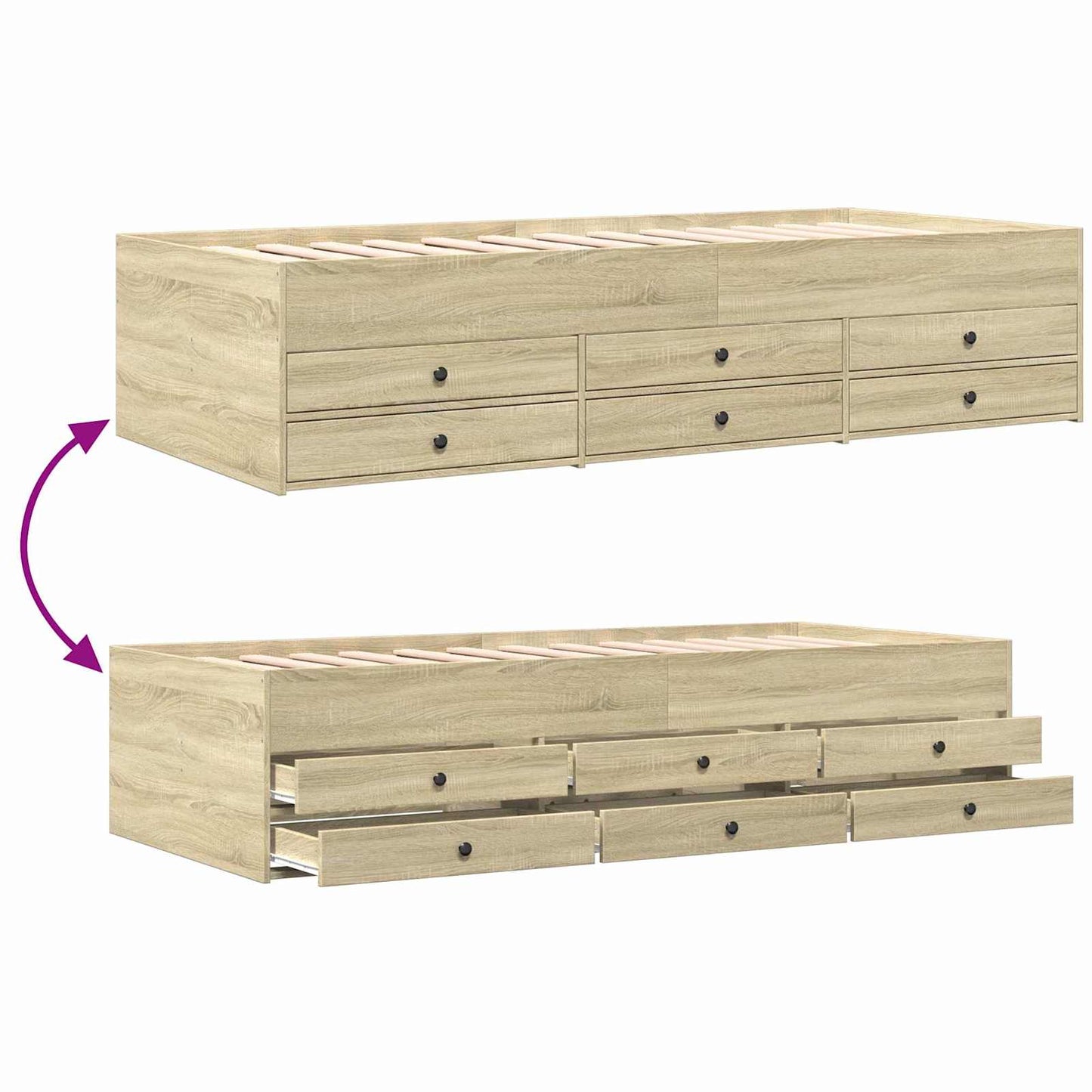 Bedframe met opslag Sonoma Eiken 80 x 200 cm Bewerkt hout
