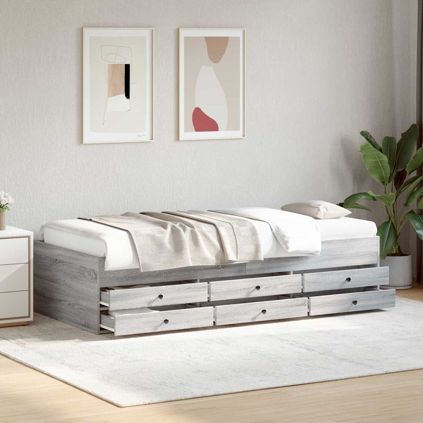 Bedframe met opslag Grijs Sonoma 80 x 200 cm Bewerkt hout