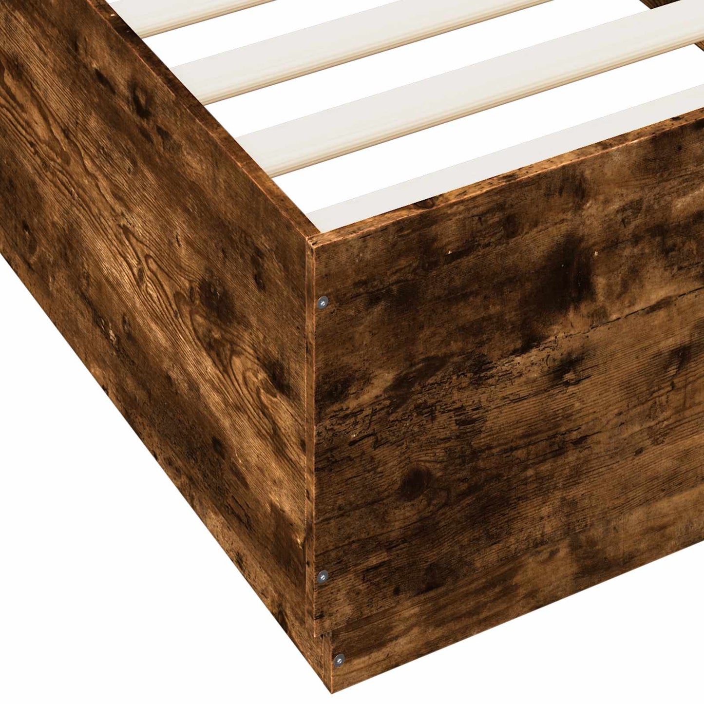 Bedframe Gerookt eiken 80 x 200 cm Bewerkt hout is nu te koop bij PeponiXL, paradijselijk wonen!