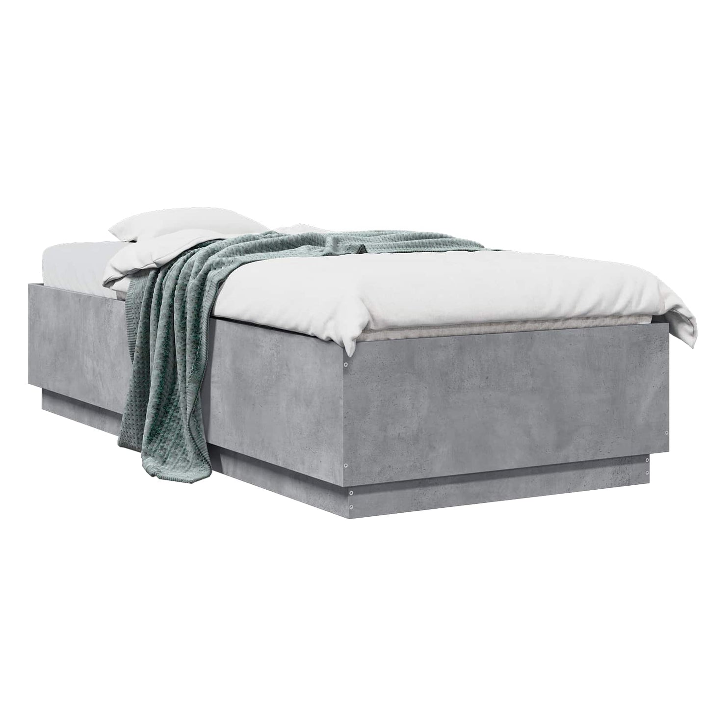 Bedframe Betongrijs 80 x 200 cm Bewerkt hout is nu te koop bij PeponiXL, paradijselijk wonen!