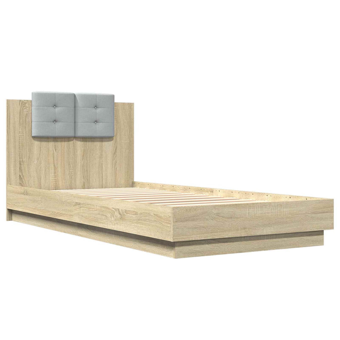 Bedframe met Hoofdeinde Sonoma Eiken Bewerkt hout is nu te koop bij PeponiXL, paradijselijk wonen!