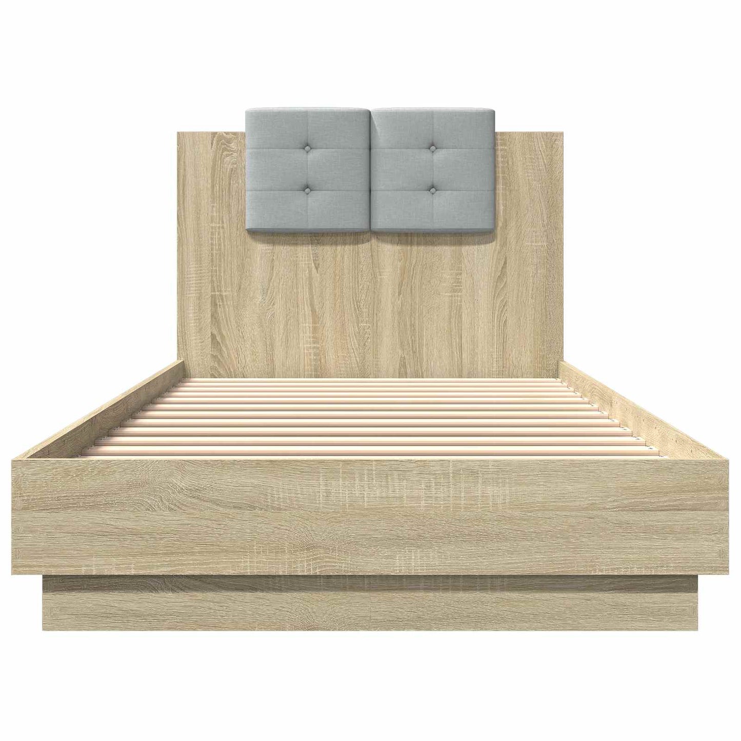Bedframe met Hoofdeinde Sonoma Eiken Bewerkt hout is nu te koop bij PeponiXL, paradijselijk wonen!
