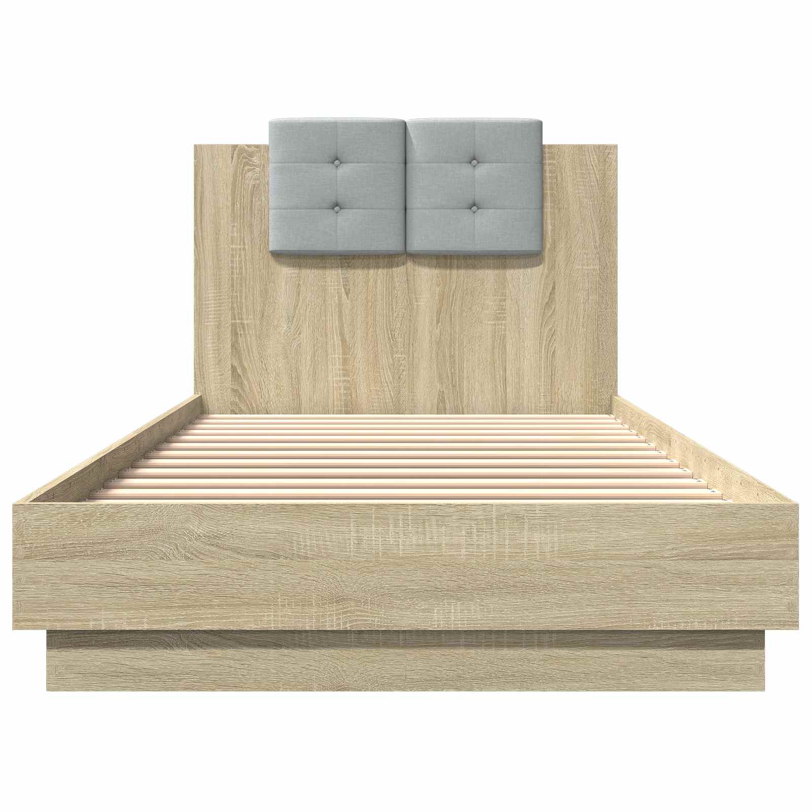 Bedframe met Hoofdeinde Sonoma Eiken Bewerkt hout is nu te koop bij PeponiXL, paradijselijk wonen!