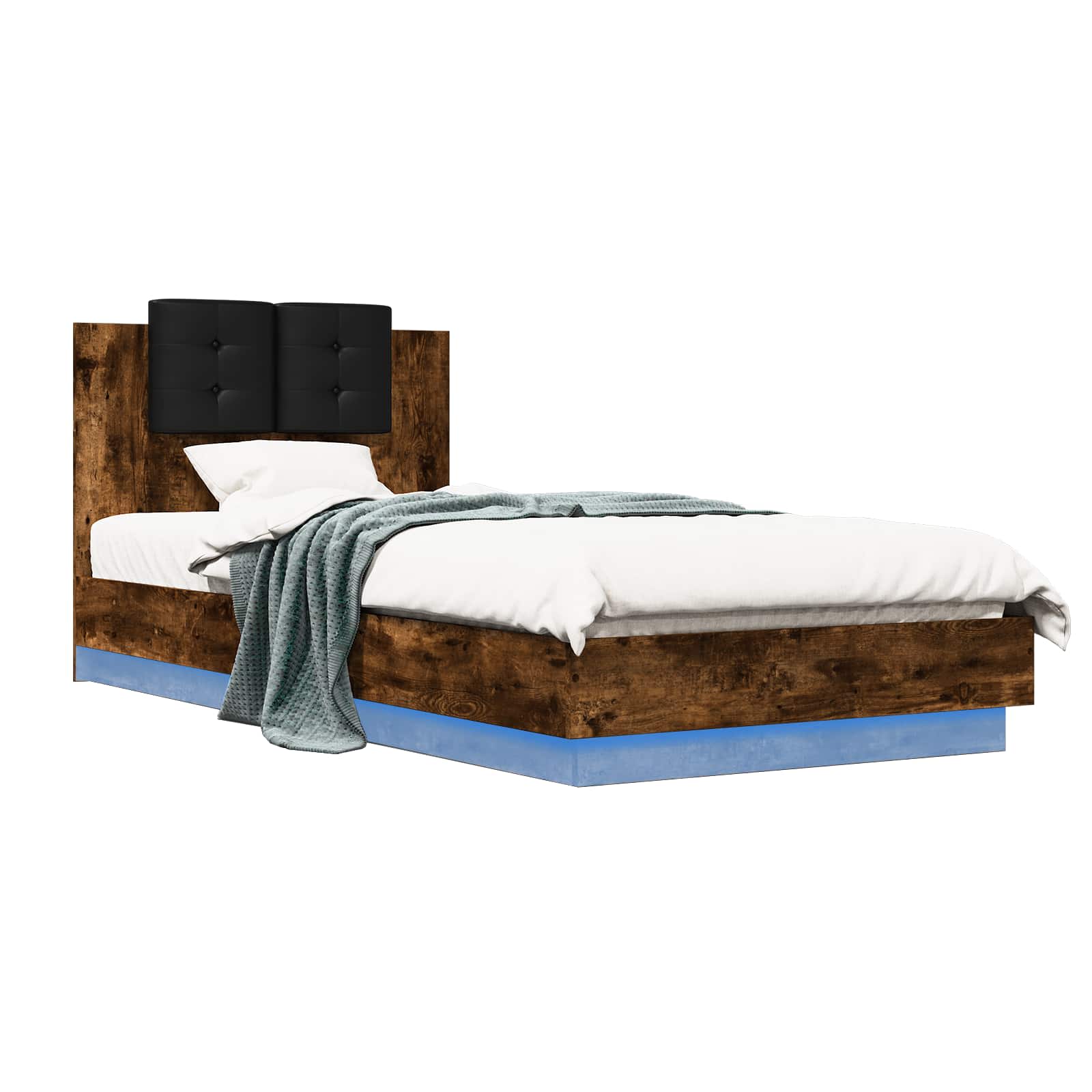 Bedframe met Hoofdeinde Gerookt eiken Bewerkt hout is nu te koop bij PeponiXL, paradijselijk wonen!