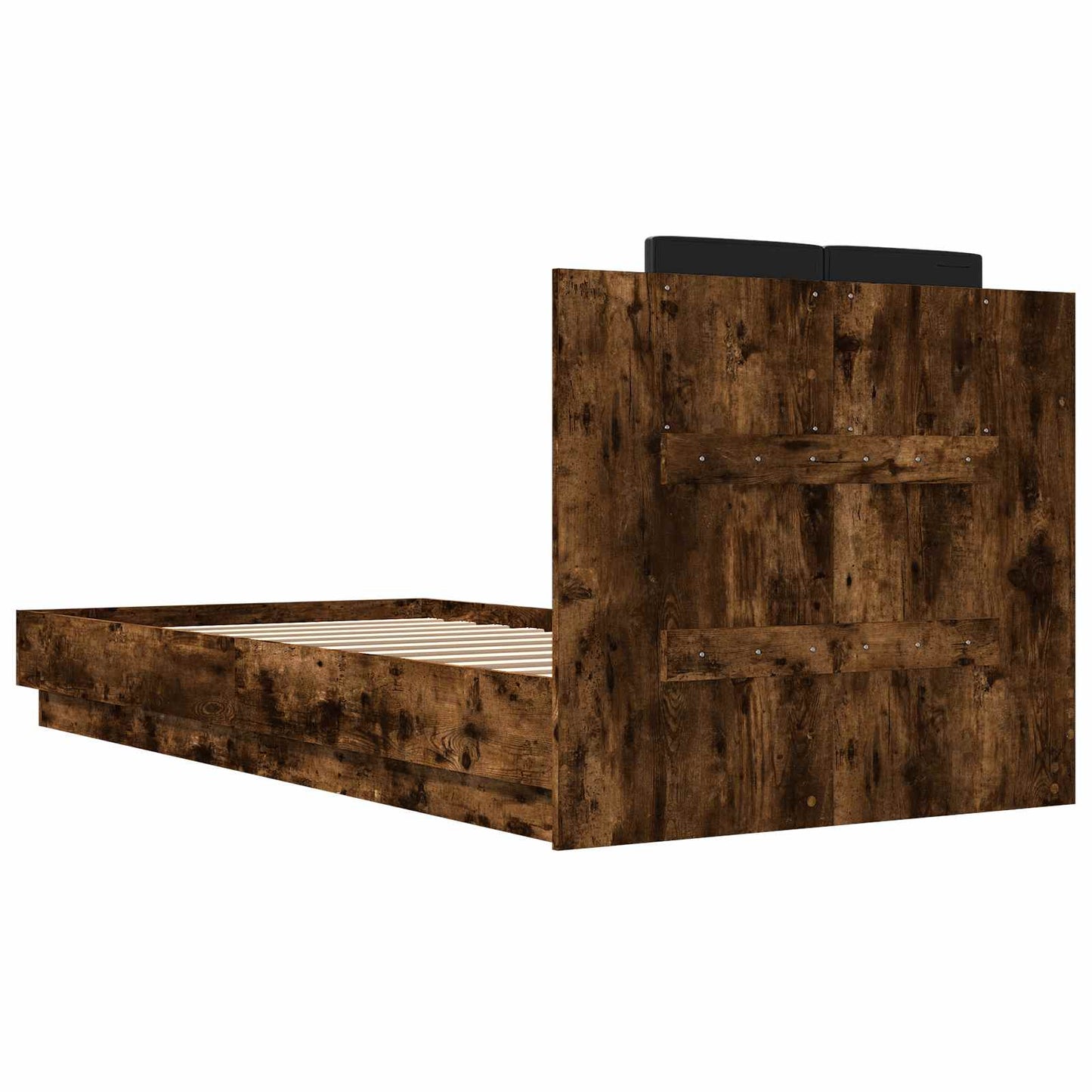 Bedframe met Hoofdeinde Gerookt eiken Bewerkt hout is nu te koop bij PeponiXL, paradijselijk wonen!