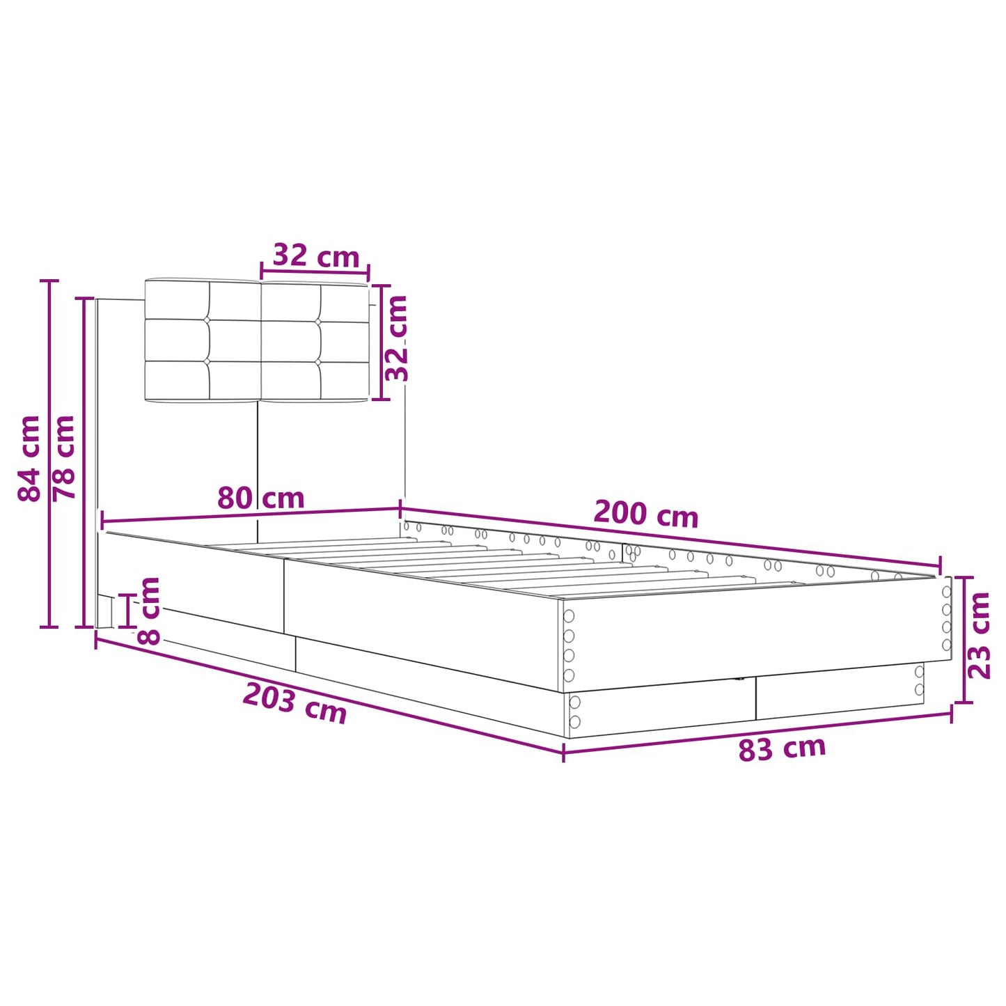 Bedframe met Hoofdeinde Oud hout Bewerkt hout