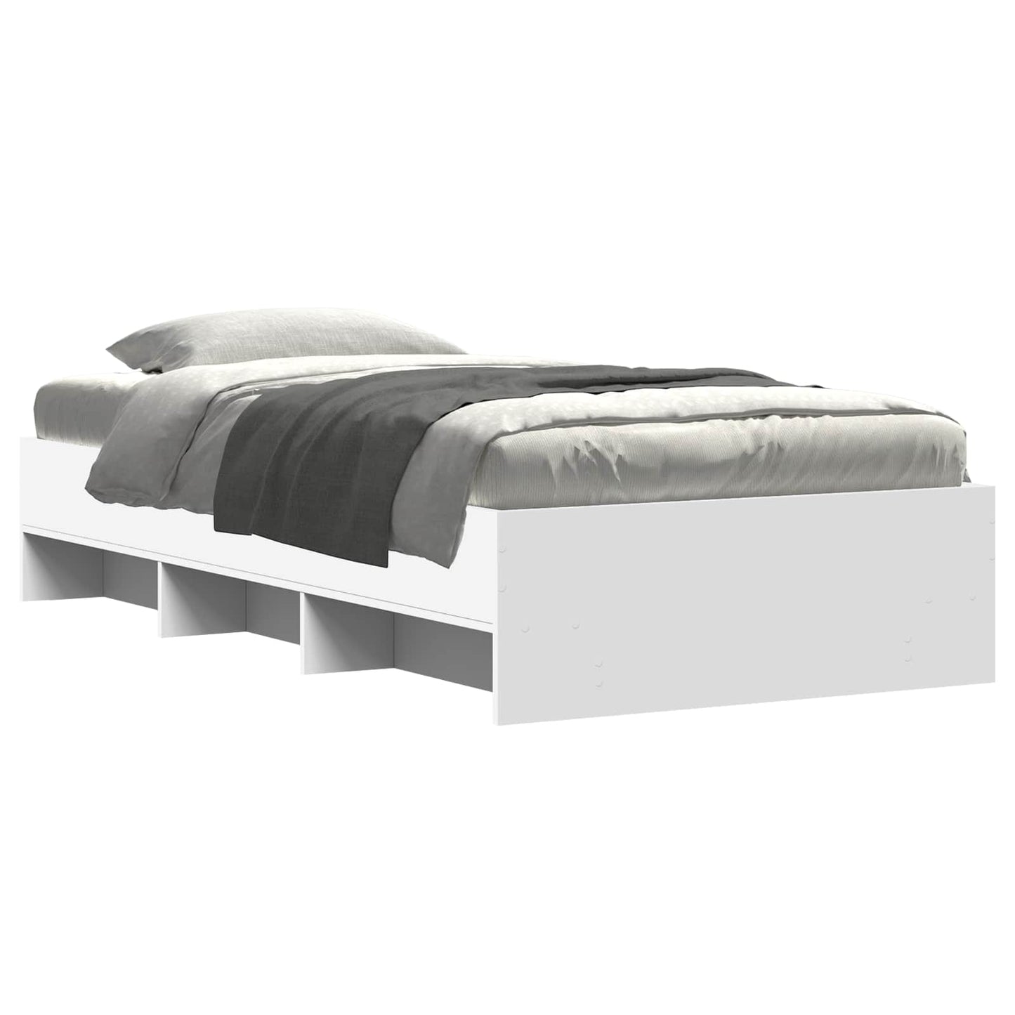 Bedframe met plank met opslag Wit 80 x 200 cm Bewerkt hout