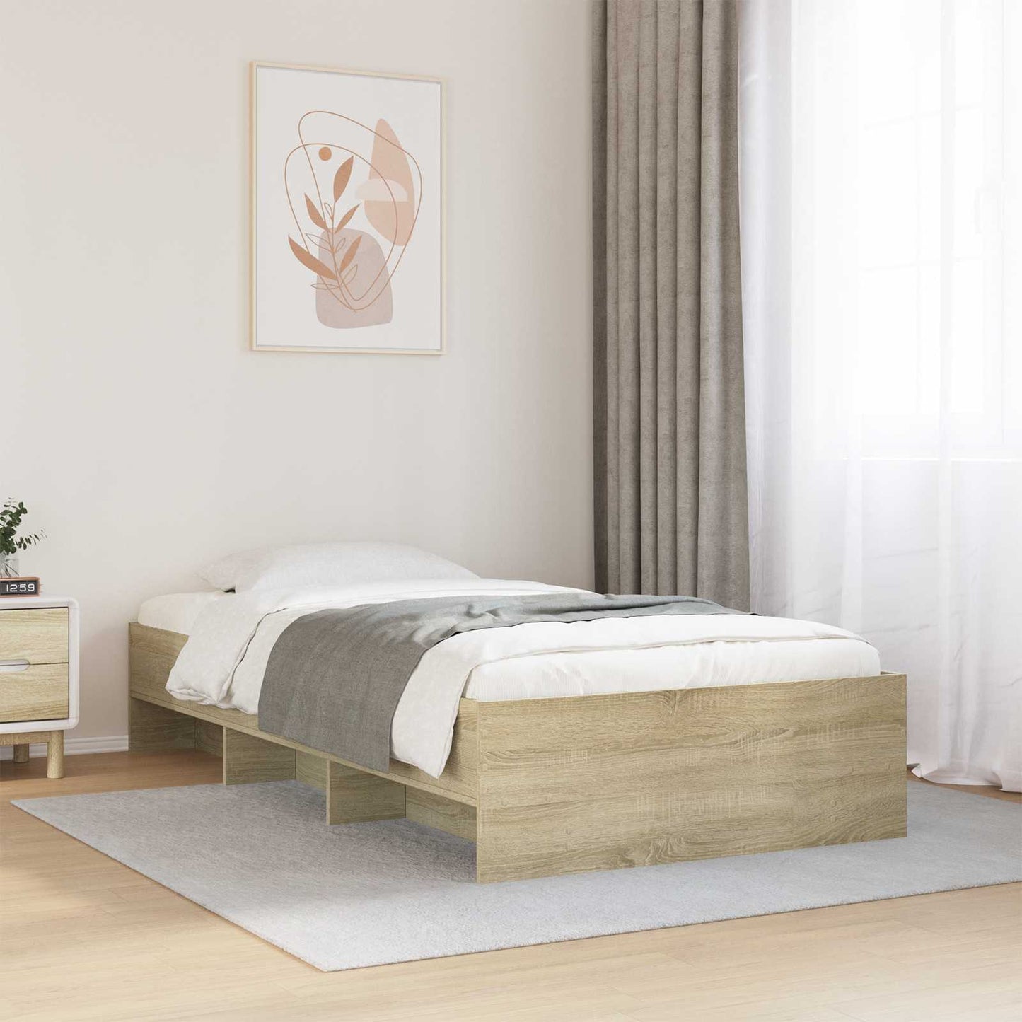 Bedframe met plank Sonoma Eiken 80 x 200 cm Bewerkt hout
