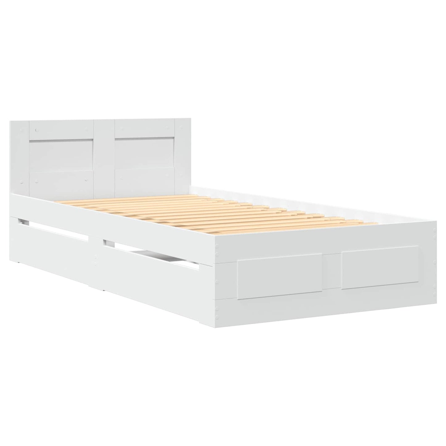 Bedframe met lade met hoofdeinde 2 st Wit Bewerkt hout