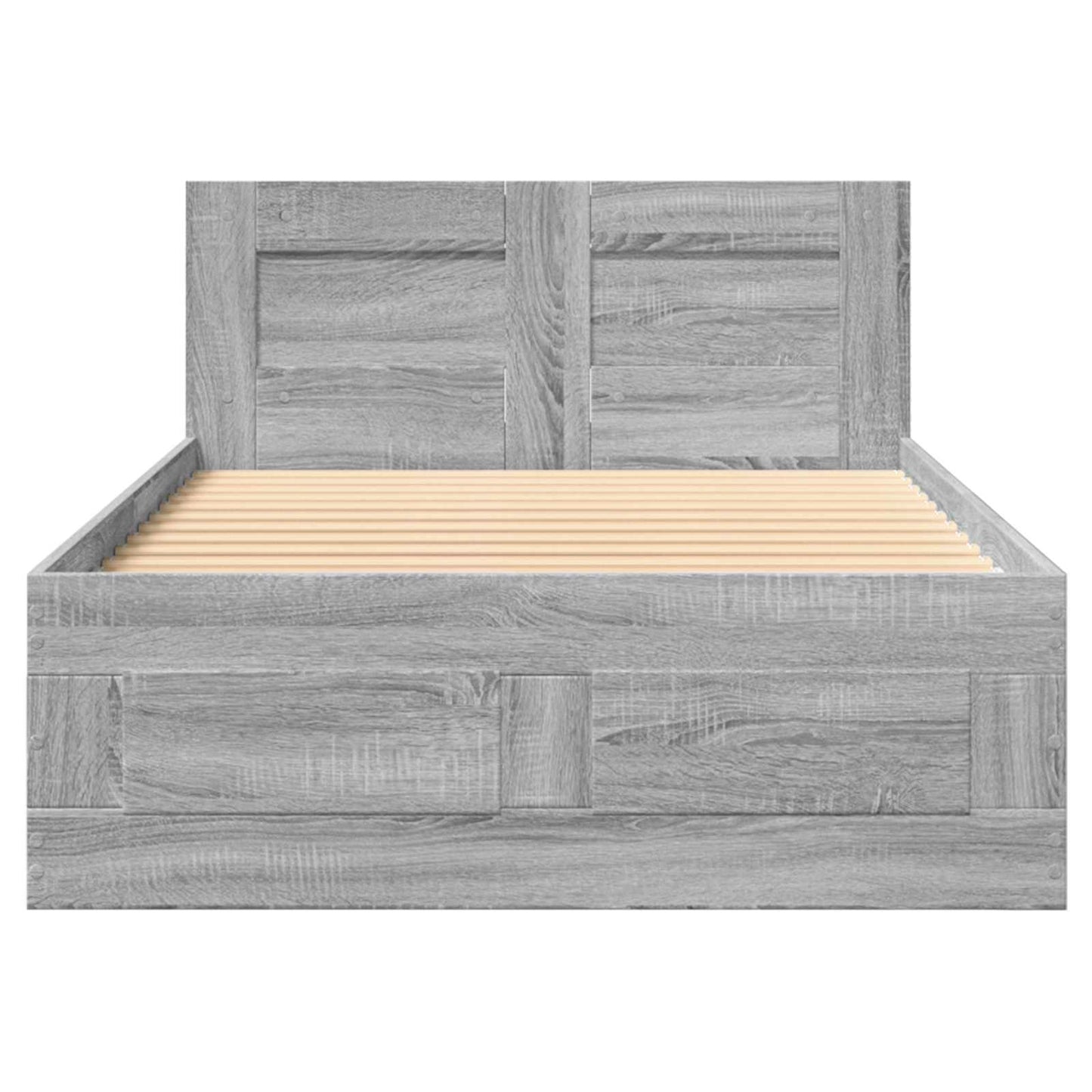 Bedframe met lade met hoofdeinde 2 st Grijs Sonoma Bewerkt hout