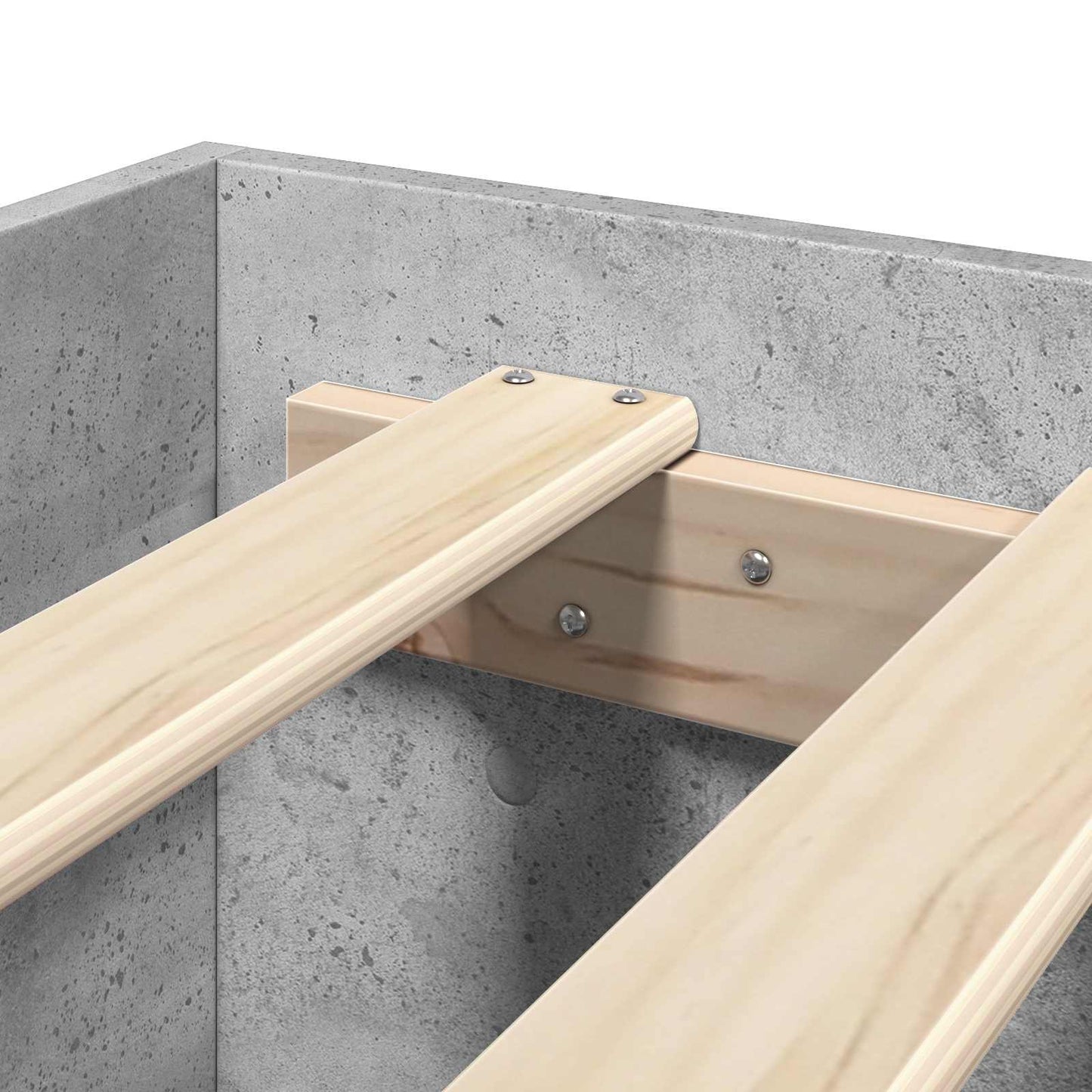 Bedframe met lade met hoofdeinde 2 st Betongrijs Bewerkt hout