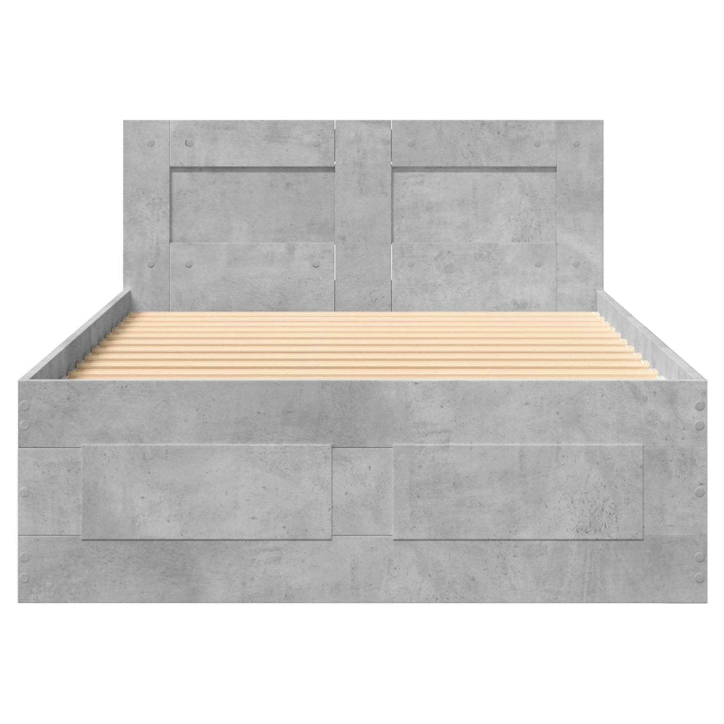Bedframe met lade met hoofdeinde 2 st Betongrijs Bewerkt hout