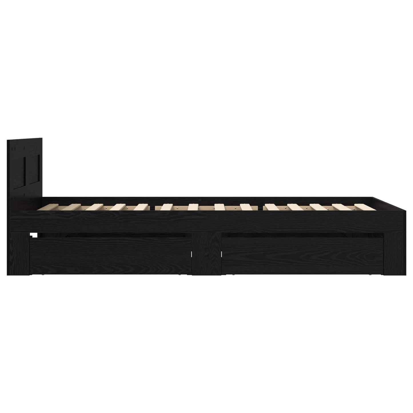 Bedframe met lade met hoofdeinde 2 st Zwart eiken Bewerkt hout
