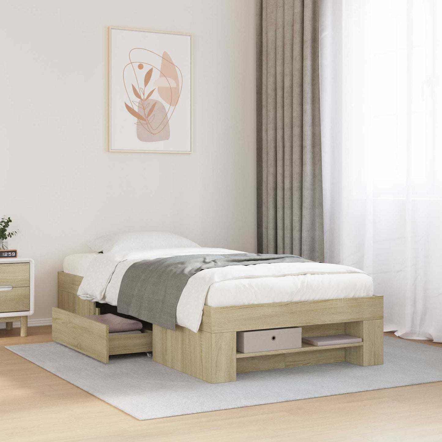 Bedframe met opslag Sonoma Eiken 80 x 200 cm Bewerkt hout
