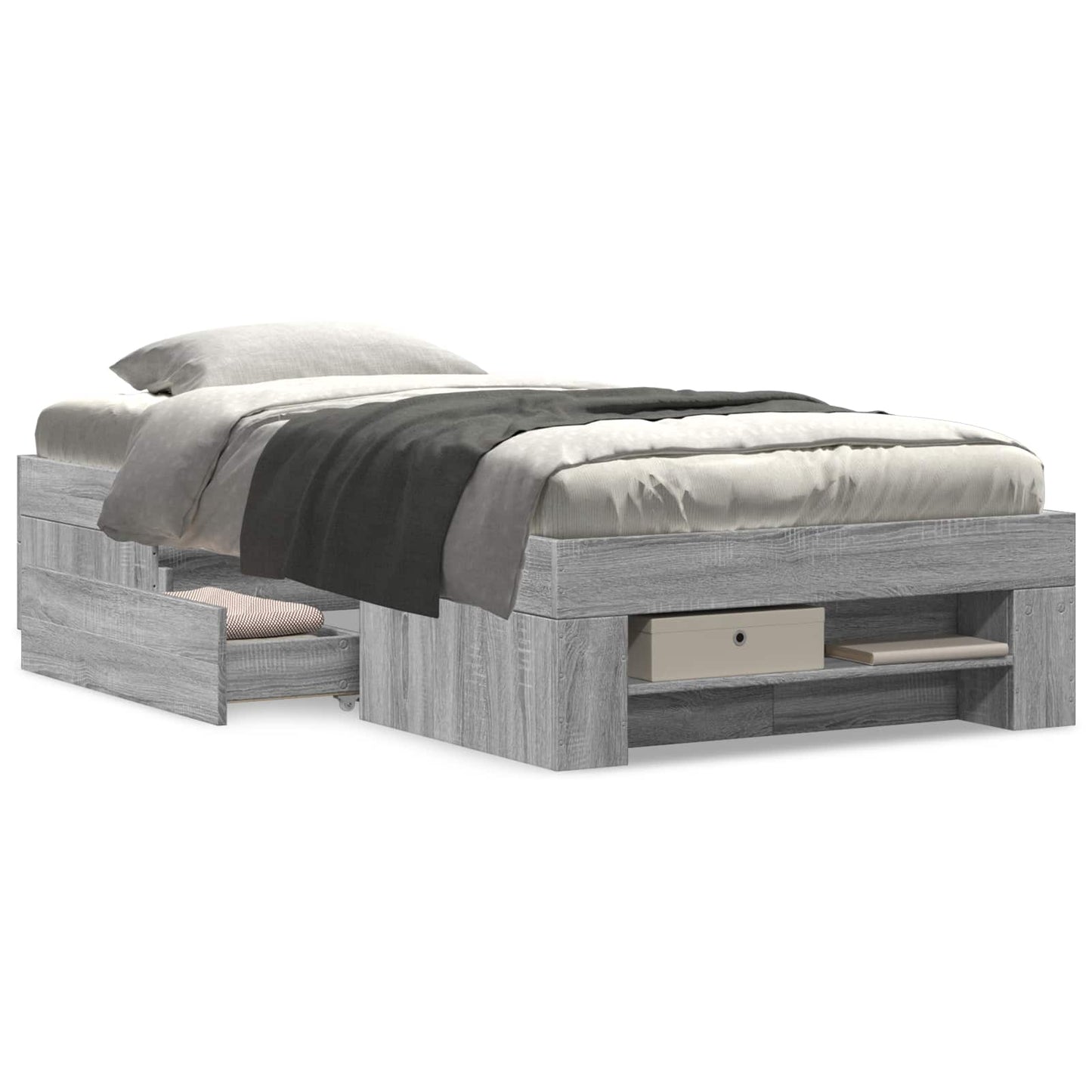 Bedframe met opslag Grijs Sonoma 80 x 200 cm Bewerkt hout
