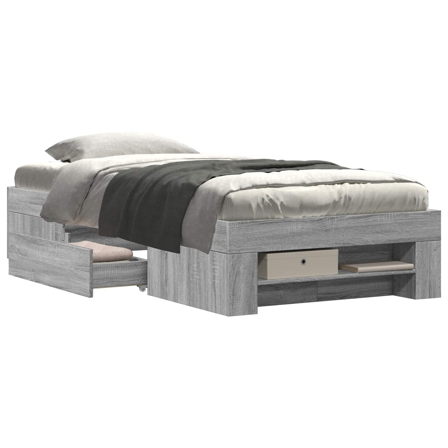 Bedframe met opslag Grijs Sonoma 80 x 200 cm Bewerkt hout